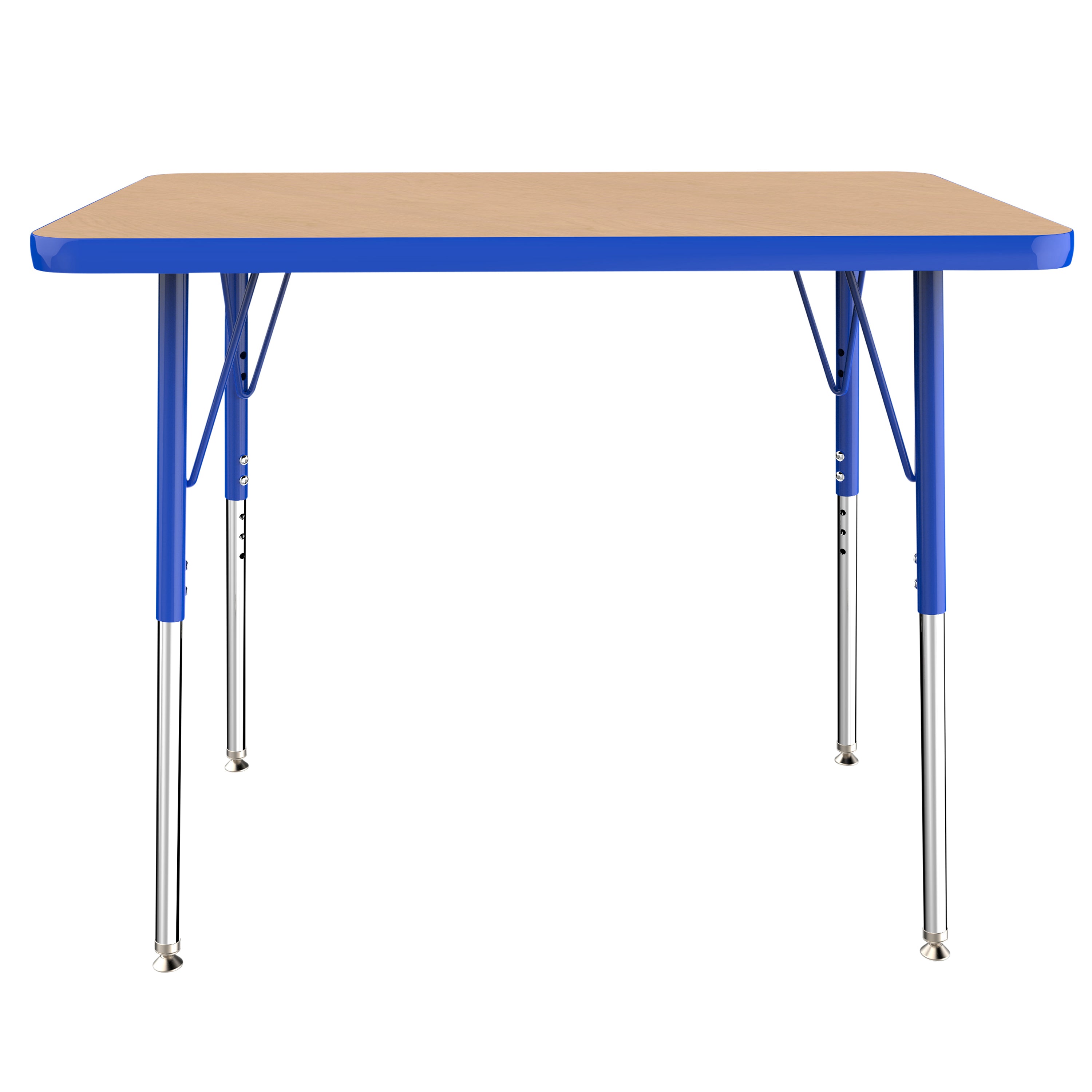 24" x 36" Rectangle T-Molding Activity Table with Adjustable Standard Swivel Glide Legs - Maple/Blue