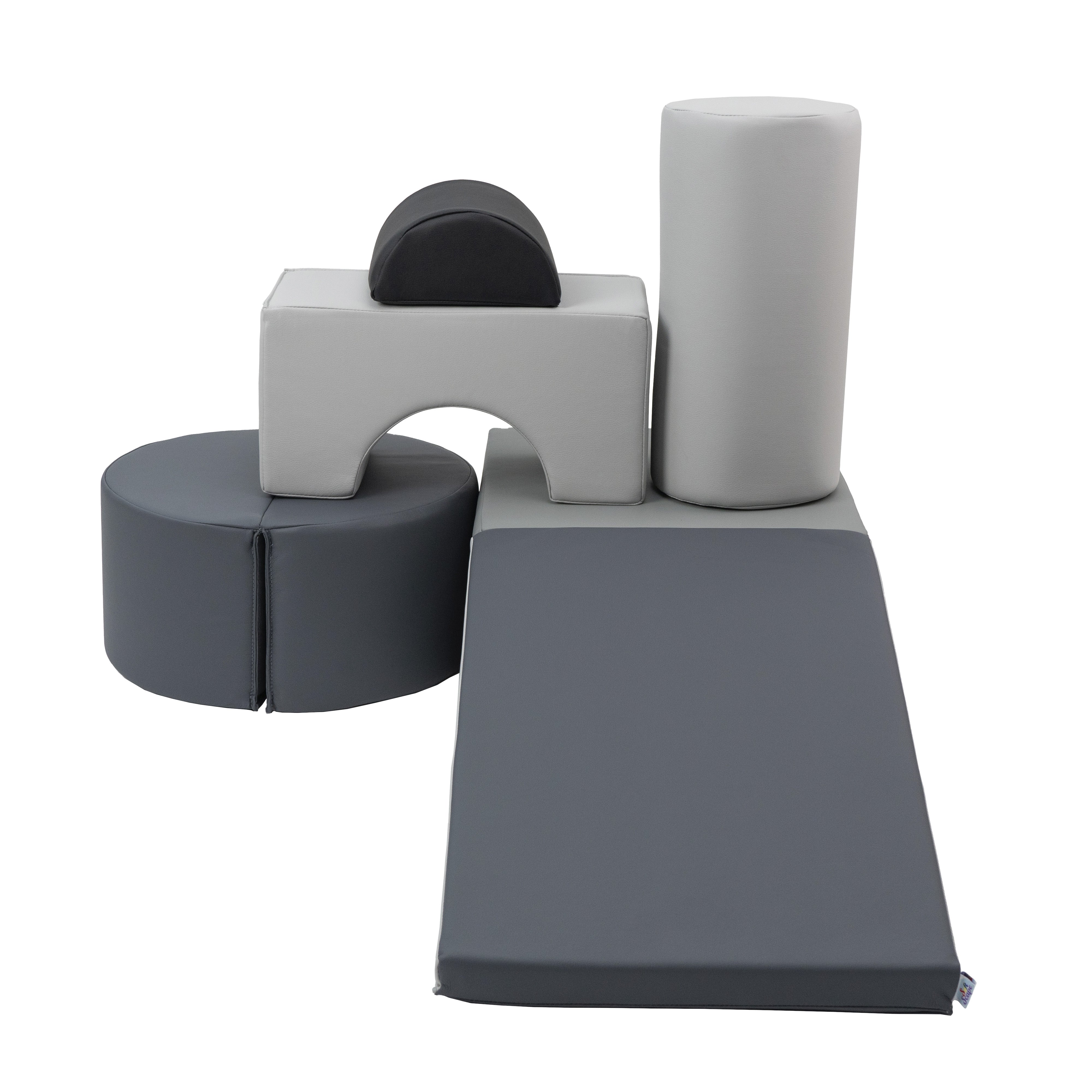 SoftScape Playtime and Climb, 6-Piece - Gray/Light Gray