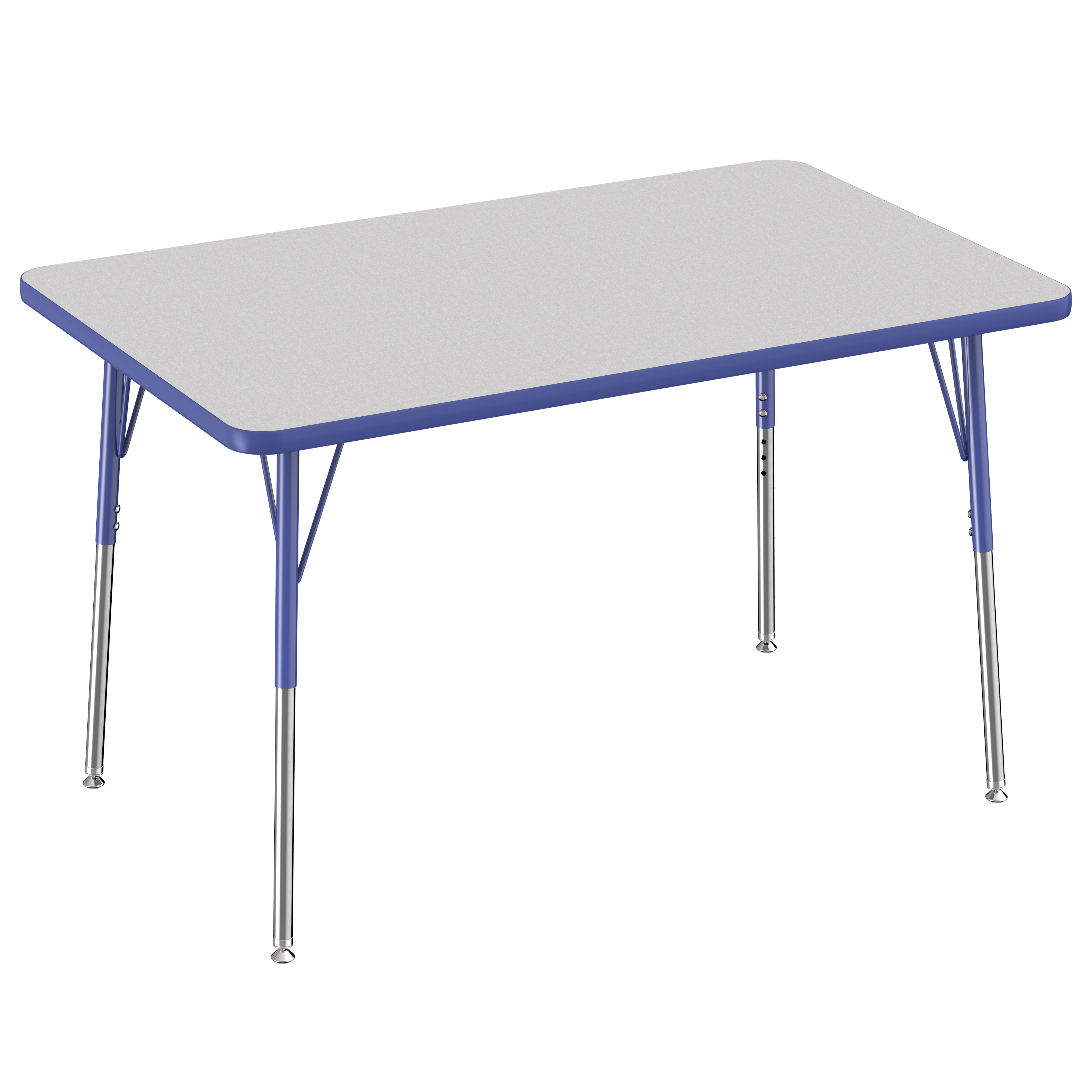 30" x 48" Rectangle Thermofused Activity Table with Adjustable Standard Swivel Glide Legs - Gray/Blue