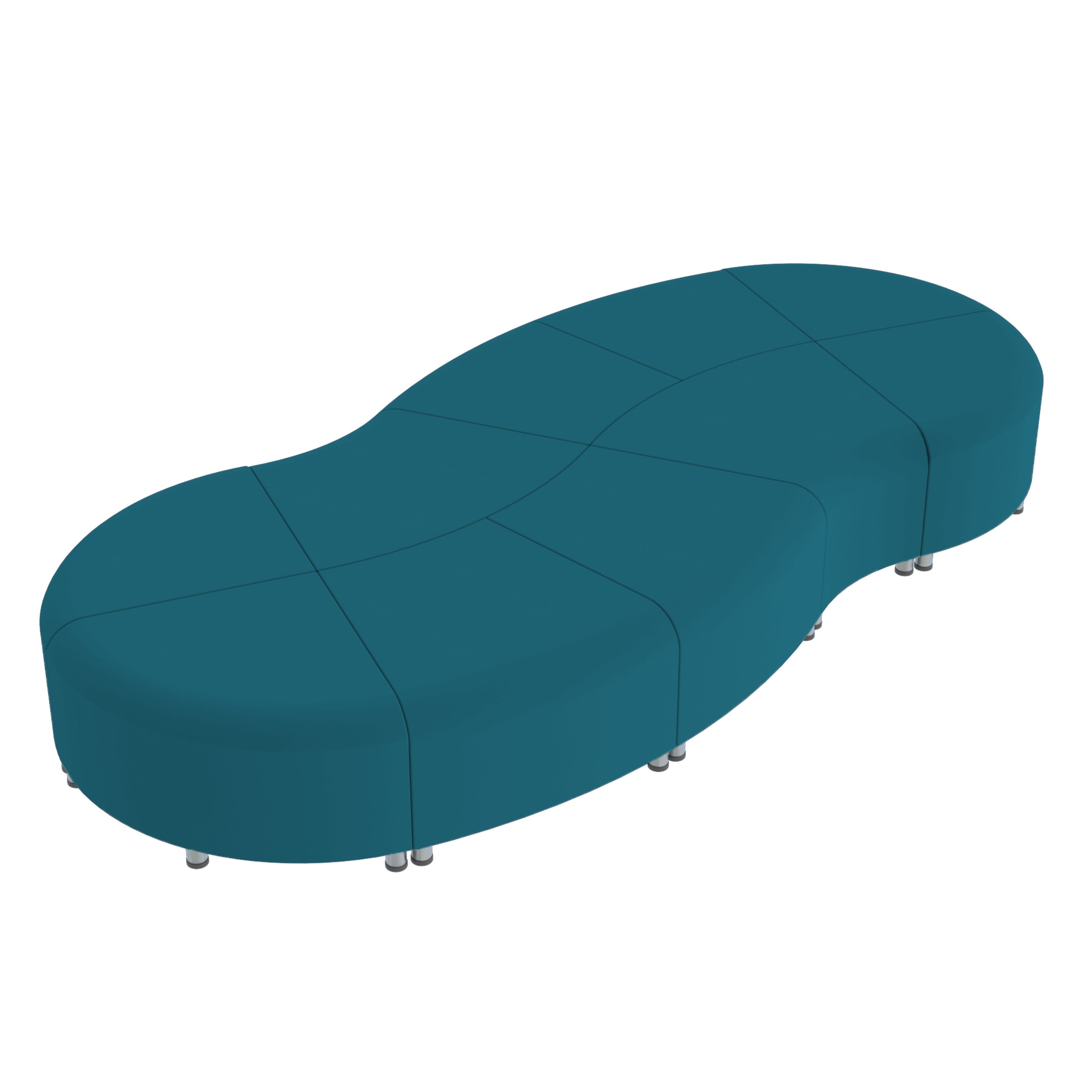Pro Series Connect Curved Wave Backless Seating, 10-Piece Set - Teal
