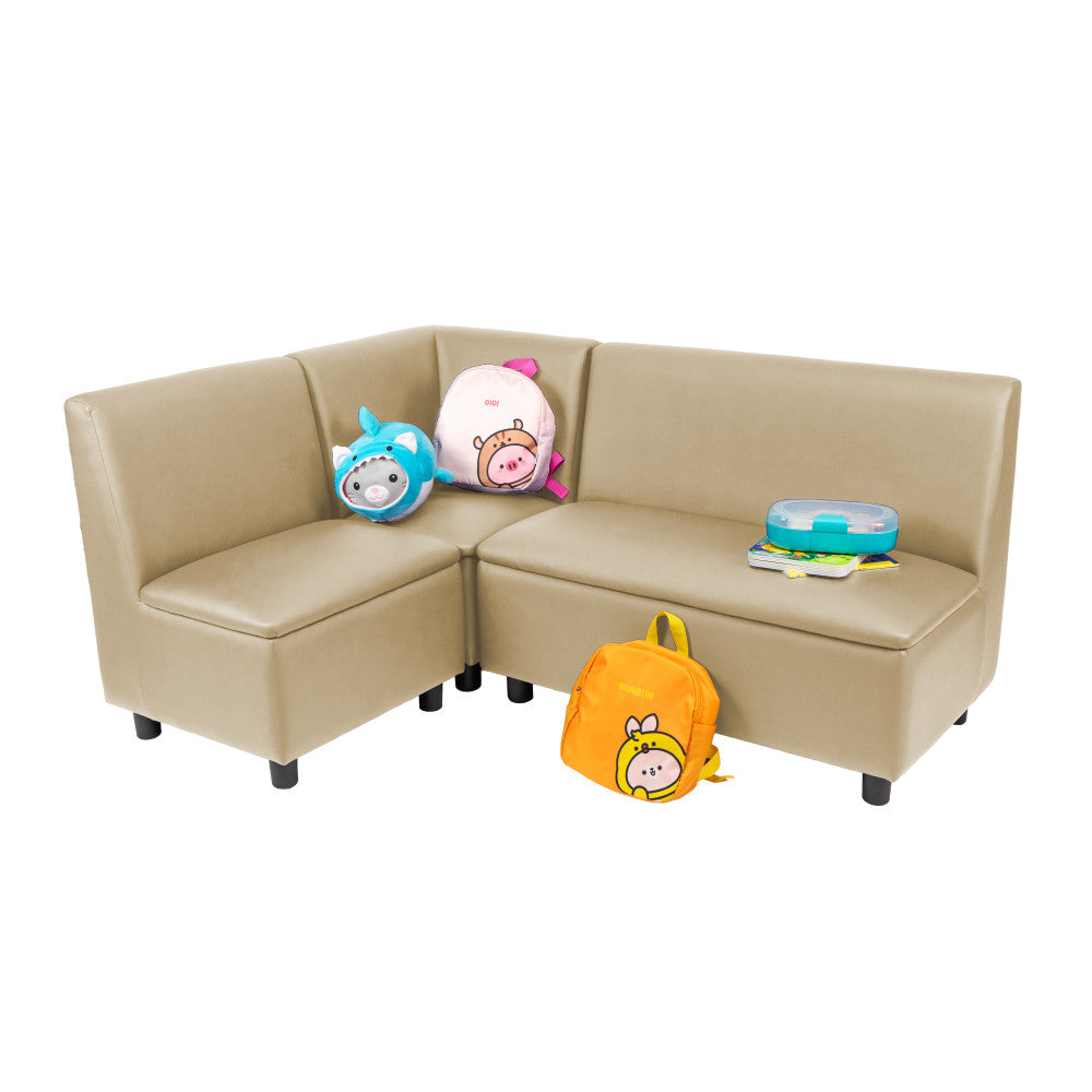 Kid Comfort Collective Modular L-Shaped Seating, 3-Piece Set - Sand