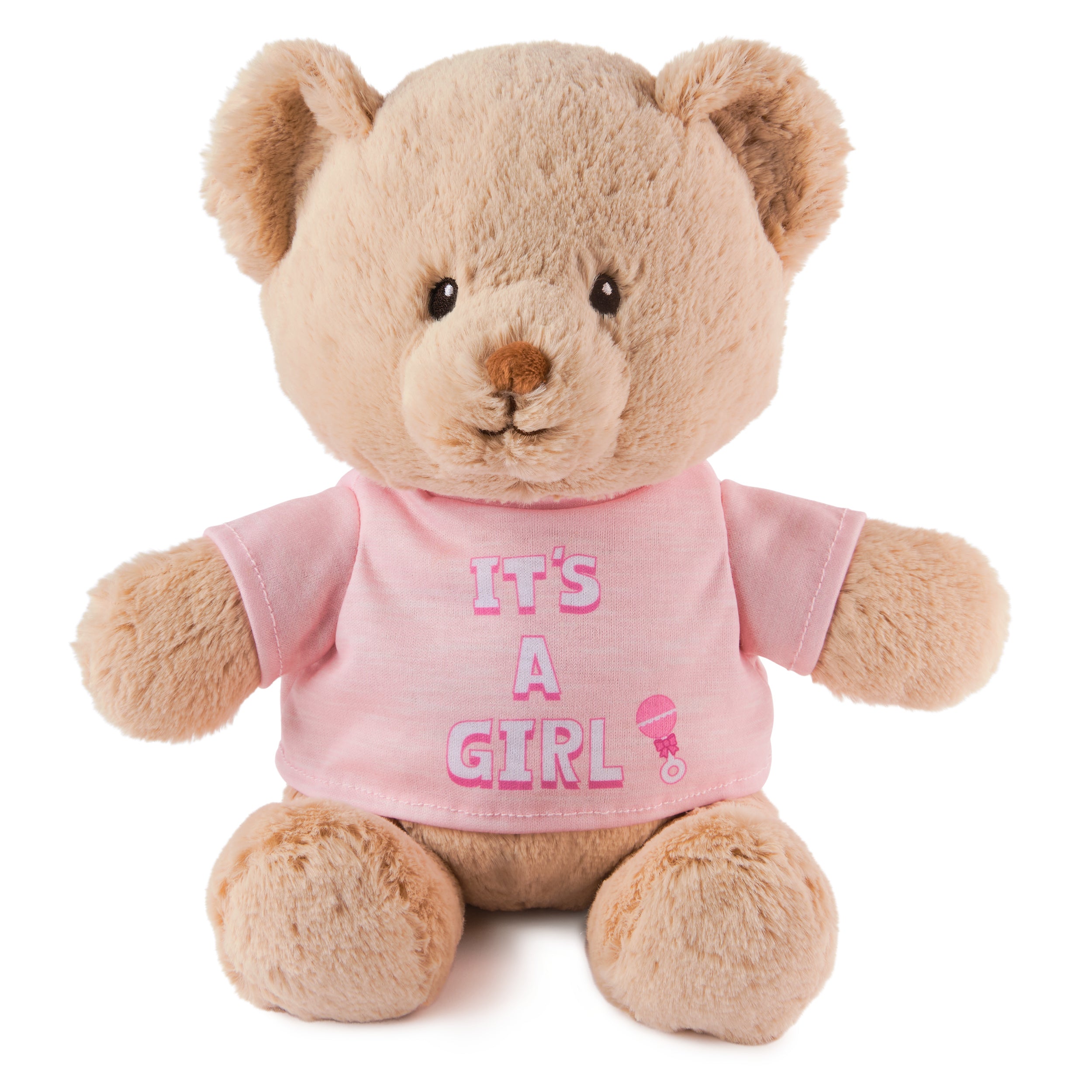 GUND “It's a Girl” Sustainable Message Bear with Pink T-Shirt, Teddy Bear Made from 100% Recycled Materials for Ages 1 and Up, Tan, 12”
