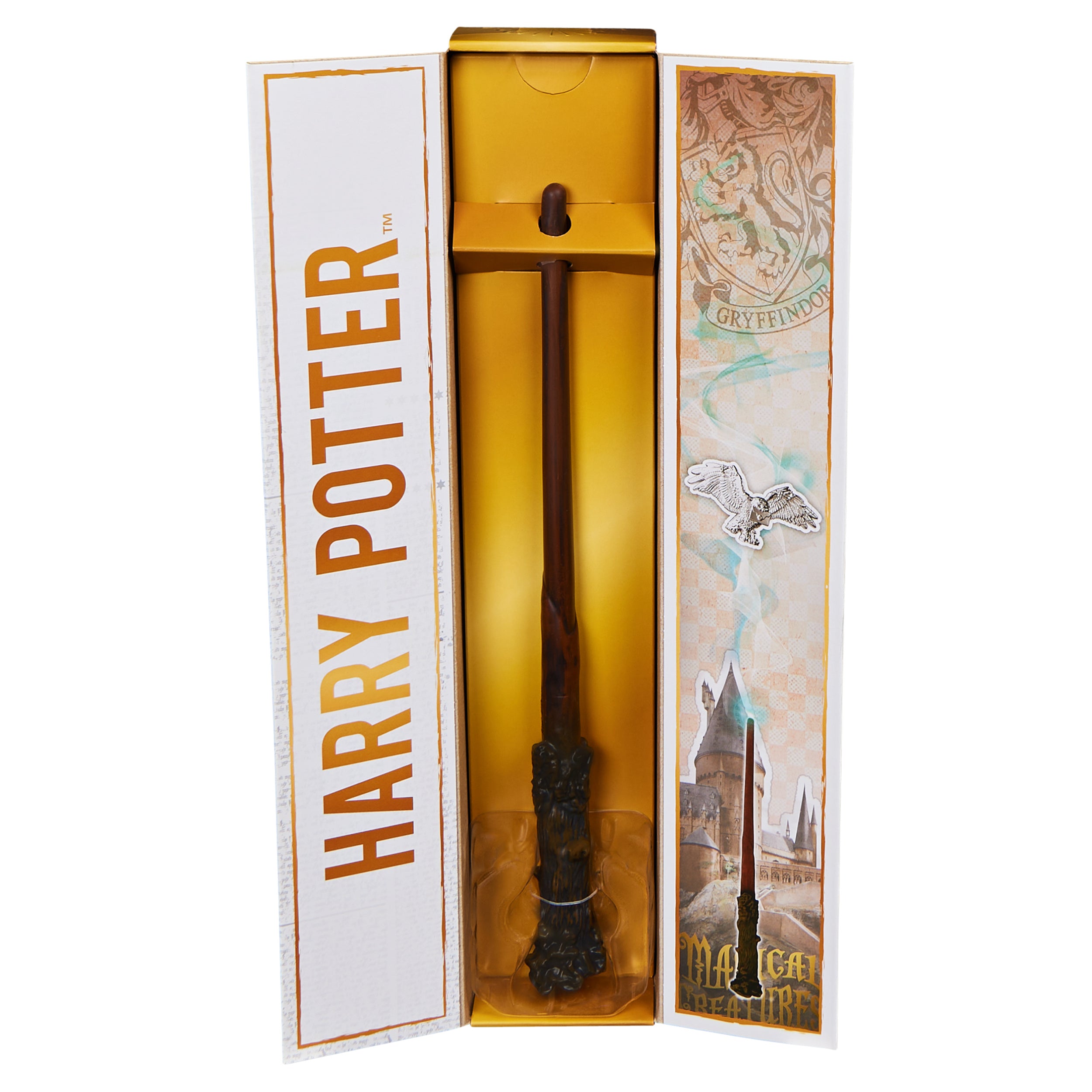 Wizarding World Harry Potter, 12-inch Magical Collector Harry Potter Wand with Stand & Die-cast Icon, Magical Creatures, Accessory for Halloween Costumes