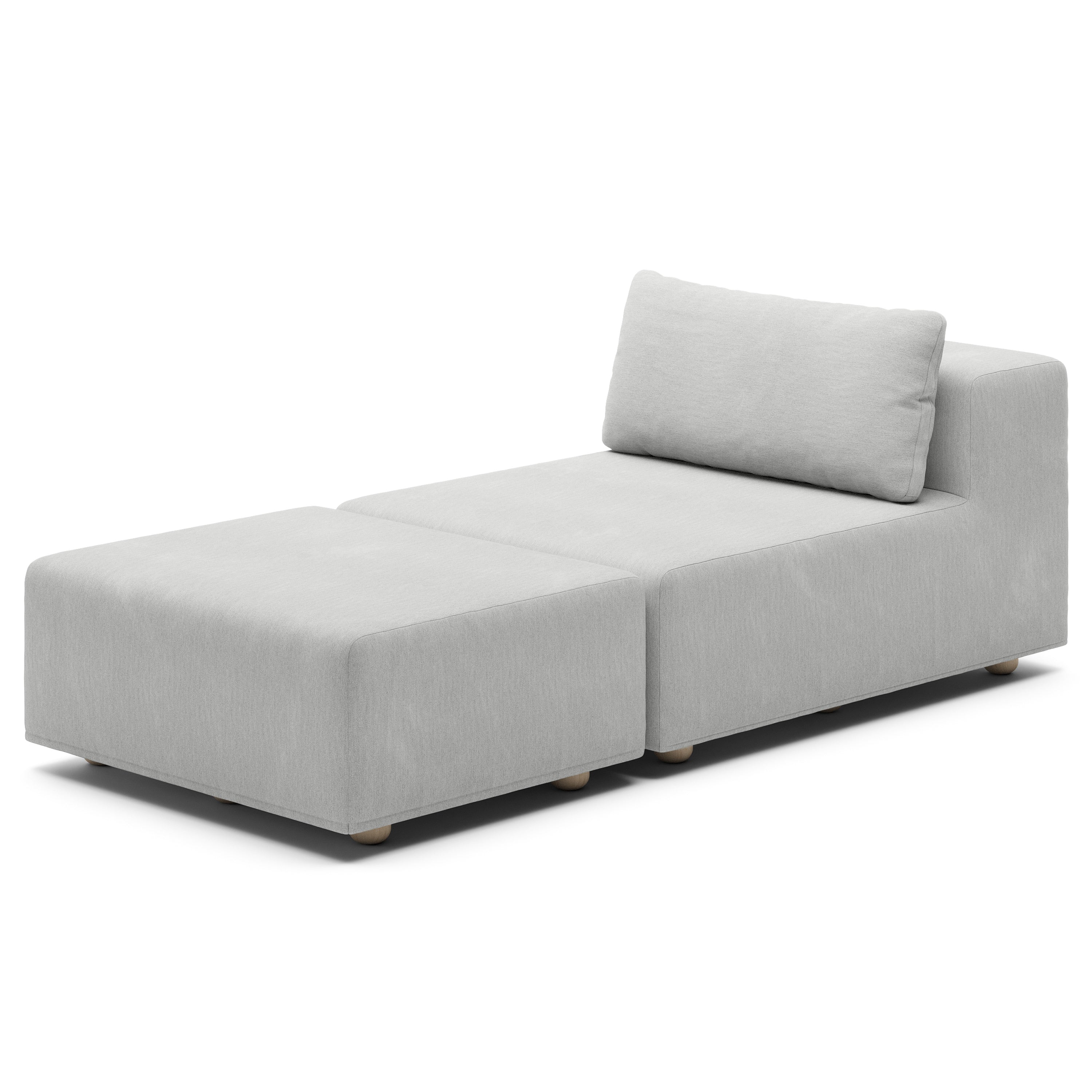 Jaxx Vada Outdoor Sun Lounger – Luxury Modular Chaise & Ottoman with Sunbrella Fabric & Waterproof Cover - Sunbrella Granite