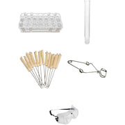 Chemistry Test Tube Kit, Rack, 72 Glass Tubes, Brushes, Clamp and Goggles