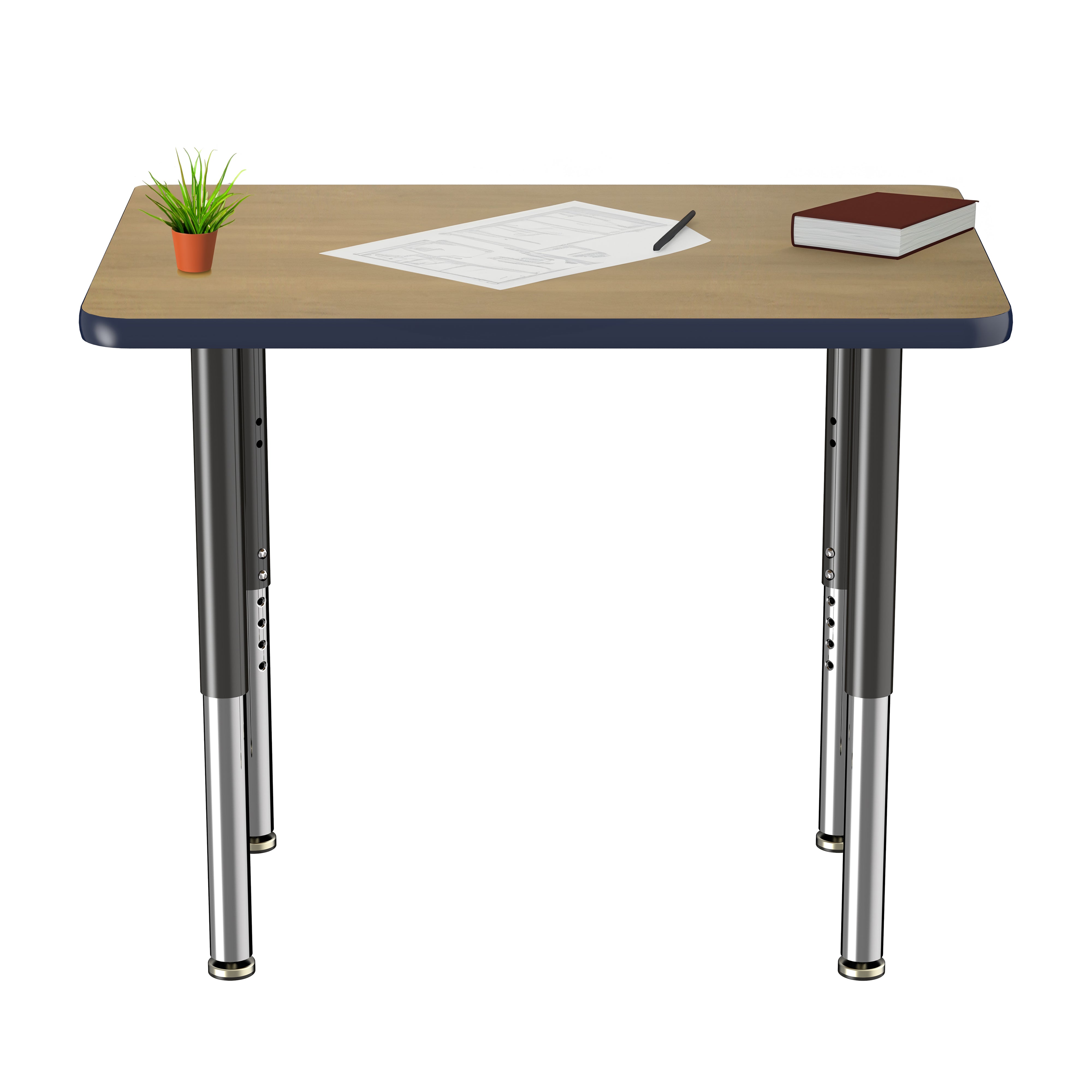 24" x 36" Rectangle T-Molding Activity Table with Adjustable Super Legs - Pasadena Oak/Navy/Black