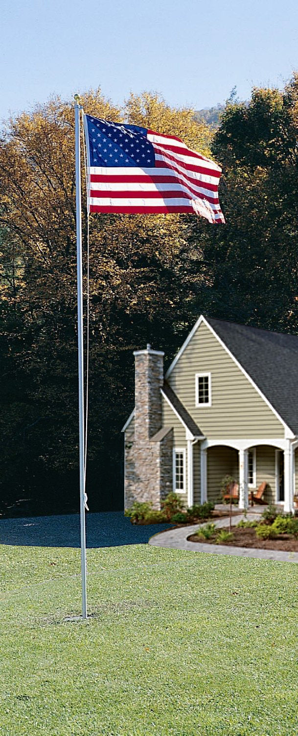 American Flag and Flagpole Set - 20 ft. Aluminum 5 Section In-Ground Flagpole, Includes a US Flag 4x6 ft. SolarGuard Nylon, Patriot Kit