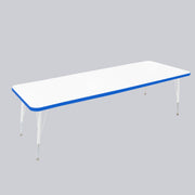 30" x 72" Rectangle Thermofused Activity Table with Adjustable Standard Swivel Glide Legs - White/Blue/White
