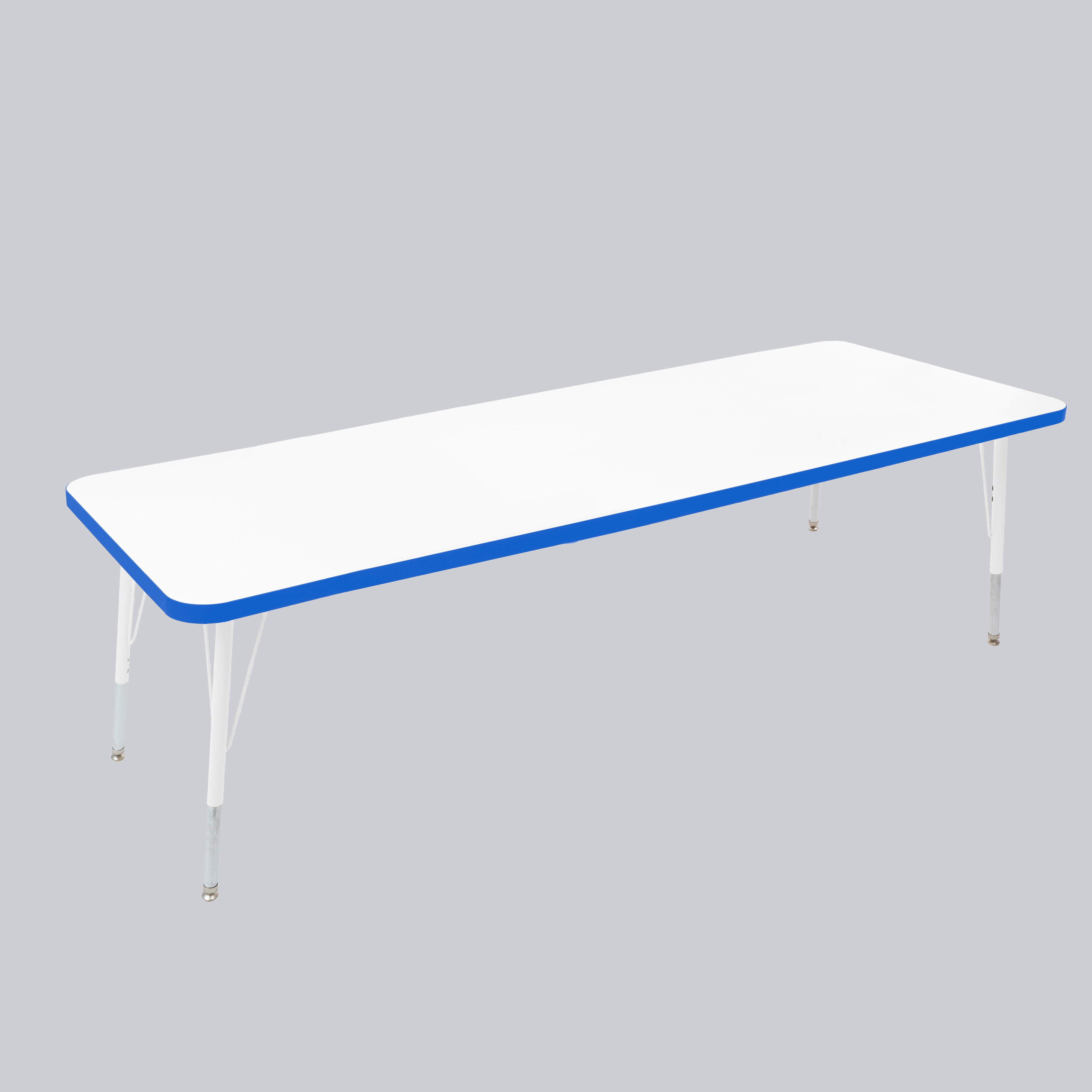 30" x 72" Rectangle Thermofused Activity Table with Adjustable Standard Swivel Glide Legs - White/Blue/White