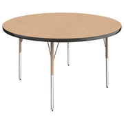 48" Round T-Molding Activity Table with Adjustable Standard Swivel Glide Legs - Maple/Black/Sand