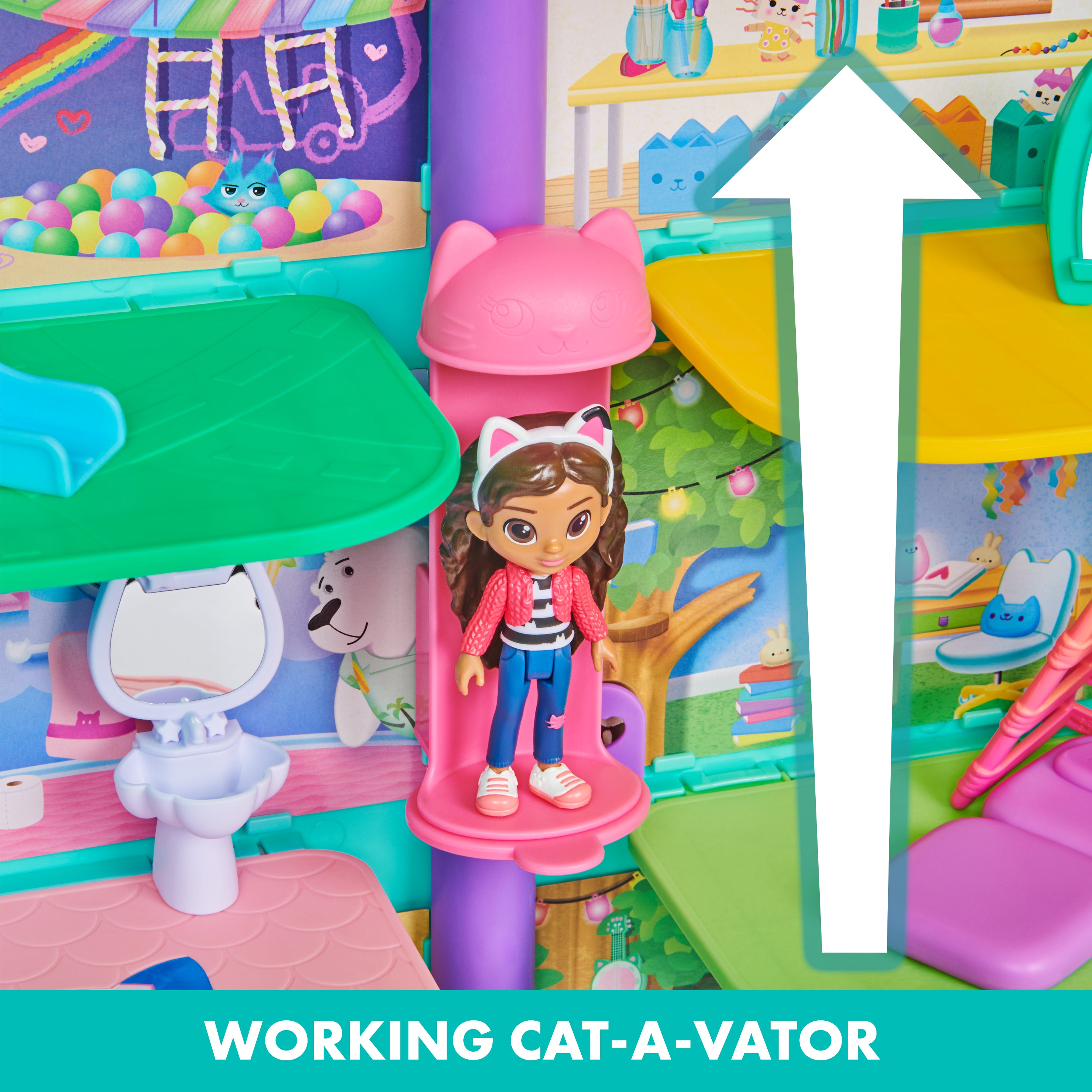 Gabby’s Dollhouse, Purrfect Dollhouse with 2 Toy Figures, 8 Furniture Pieces, 3 Accessories, 2 Deliveries and Sounds, Kids Toys for Ages 3 and up