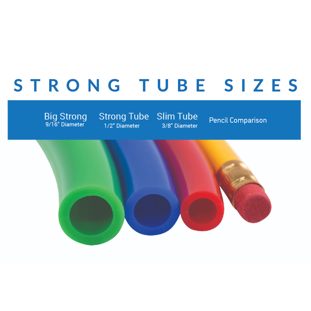 Special Needs Sensory Toy - 9/16" Big Red Tube, 9/16" Big Green Tube, 9/16" Big Blue Tube on 8" Navy Lanyard