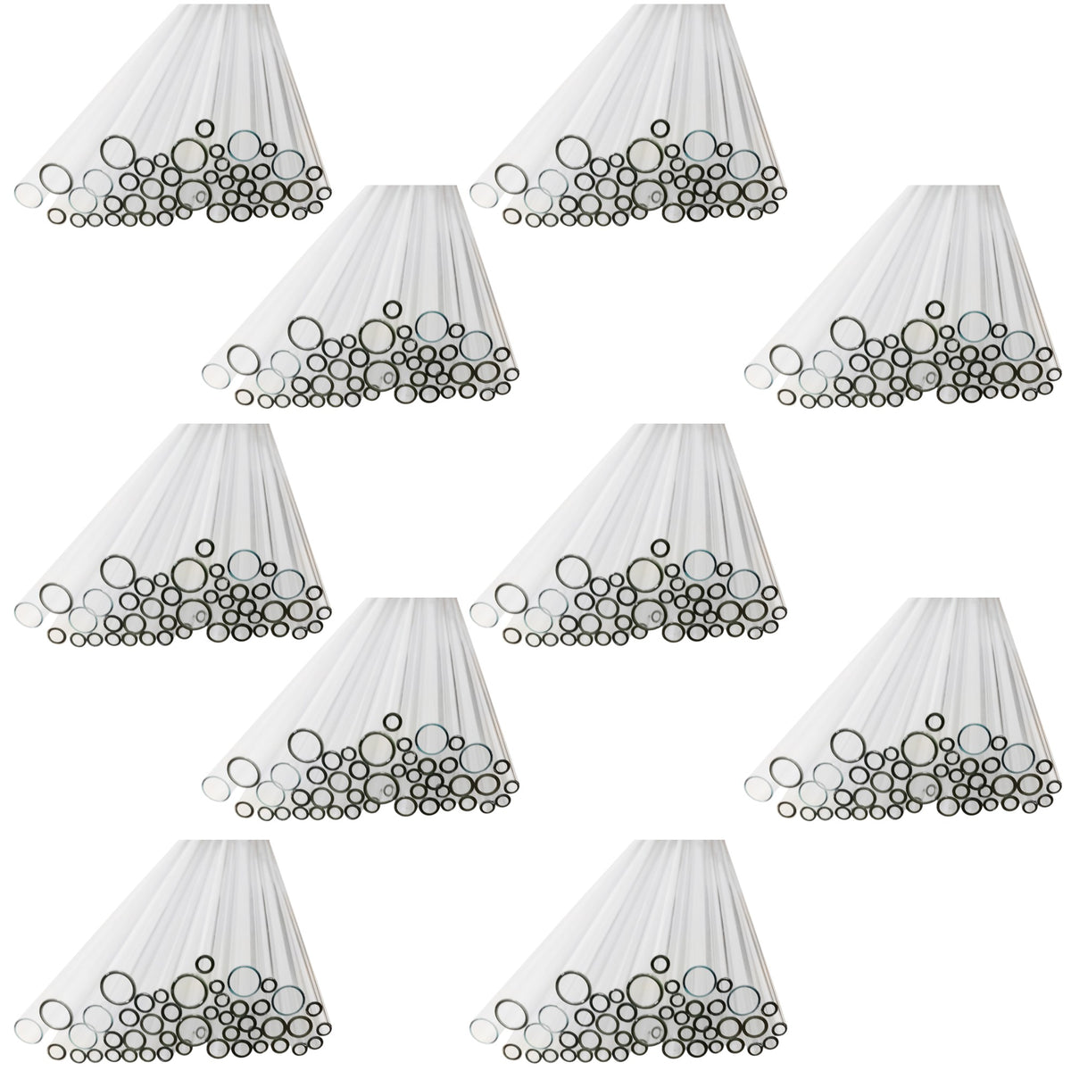 Tubing, Flint Glass Assorted Diameters, 24" Length, Case of 10