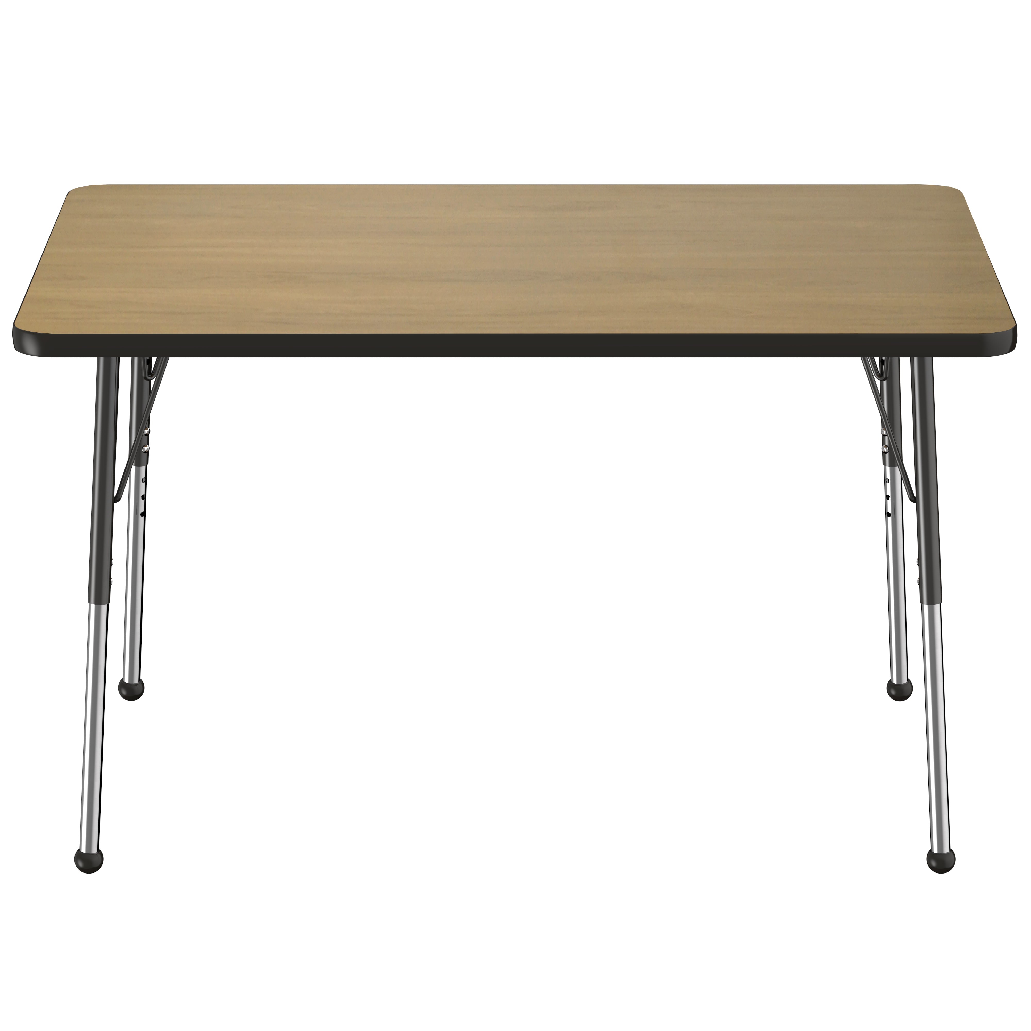 30" x 48" Rectangle T-Molding Activity Table with Adjustable Standard Ball Glide Legs - Pasadena Oak/Black