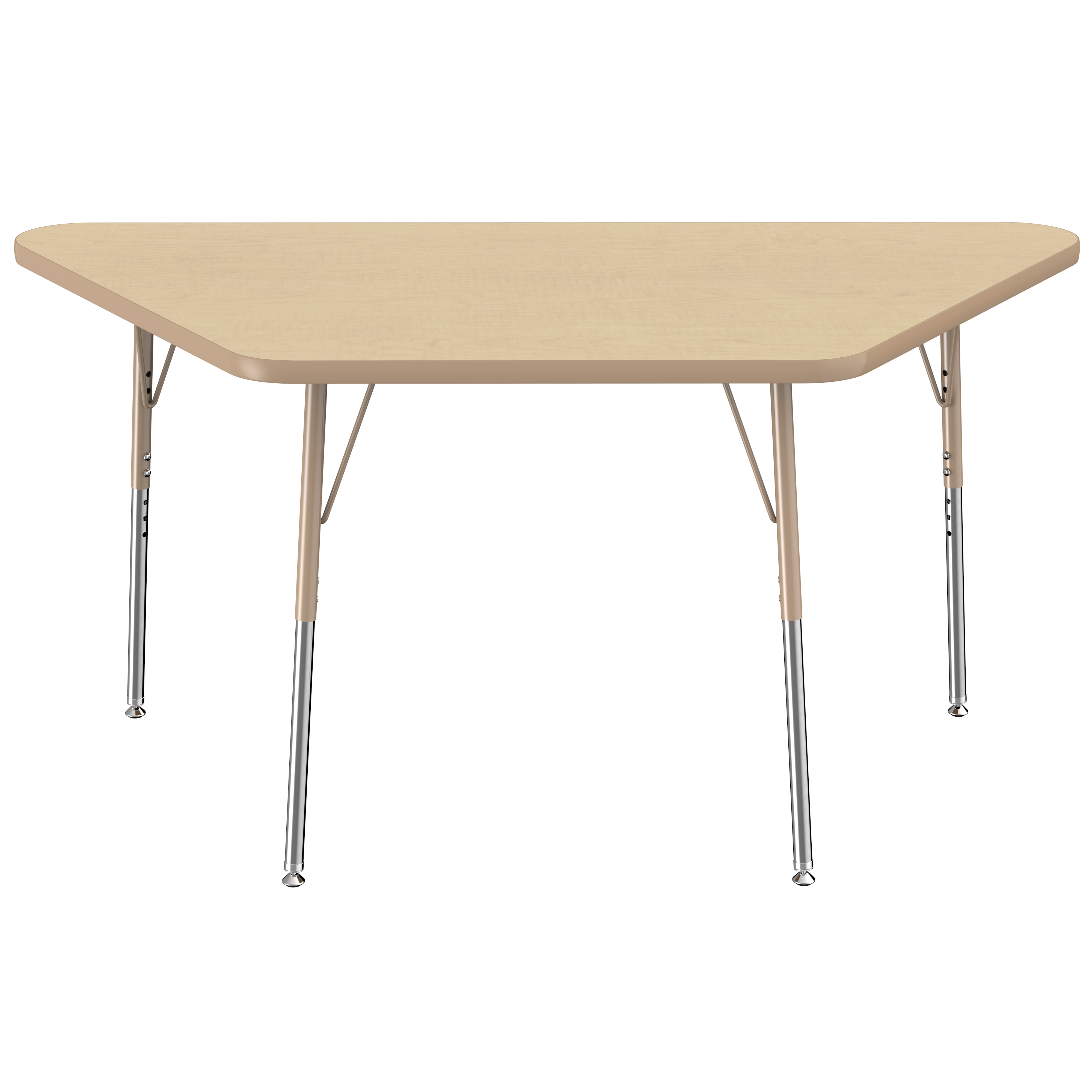 30" x 60" Trapezoid T-Molding Activity Table with Adjustable Standard Swivel Glide Legs - Maple/Sand