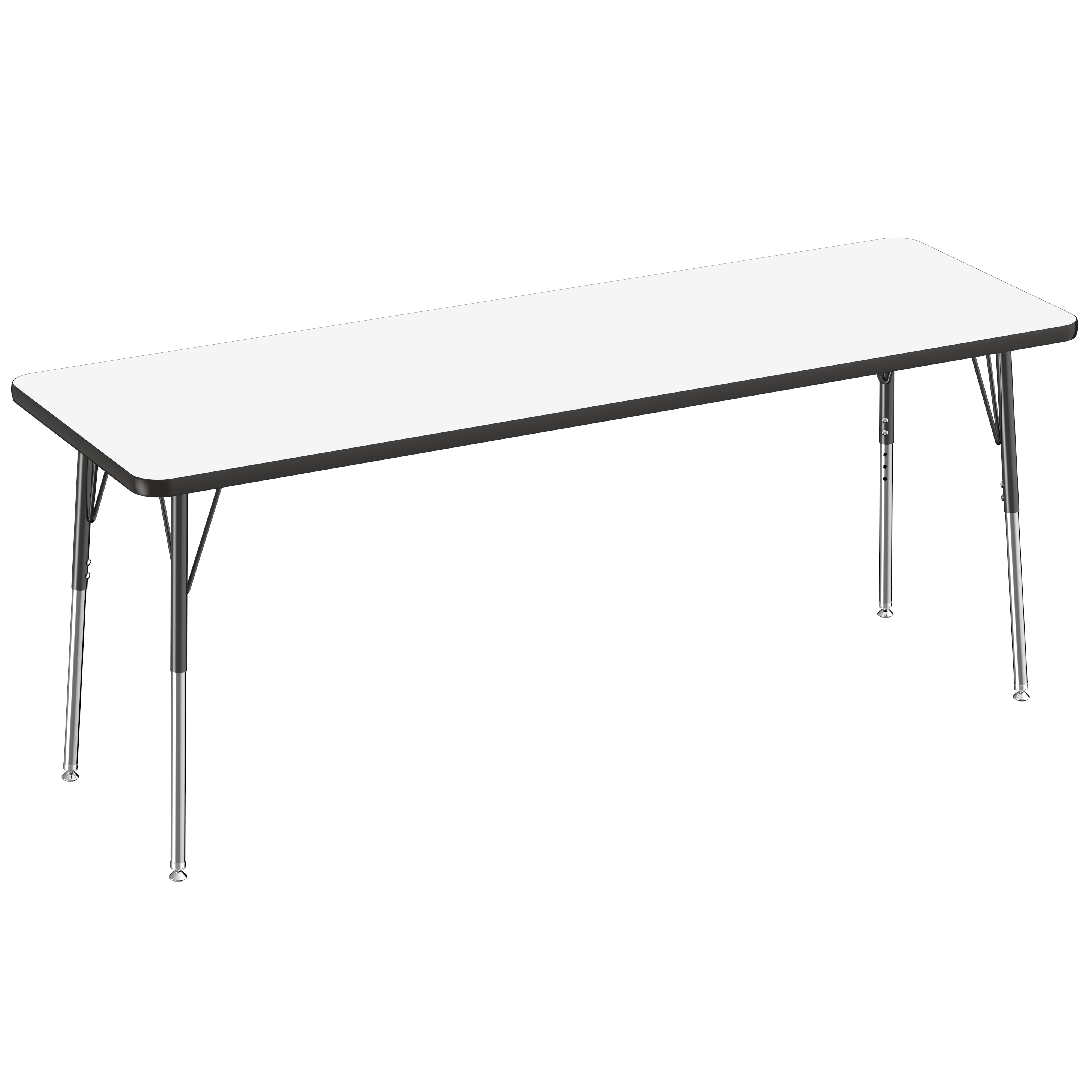 24" x 72" Rectangle Dry-Erase Activity Table with Adjustable Standard Swivel Glide Legs - Whiteboard/Black