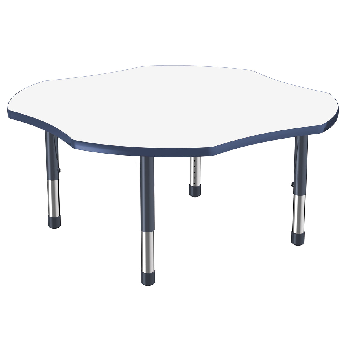 48" x 48" Clover Dry-Erase Activity Table with Adjustable Chunky Legs - Whiteboard/Navy