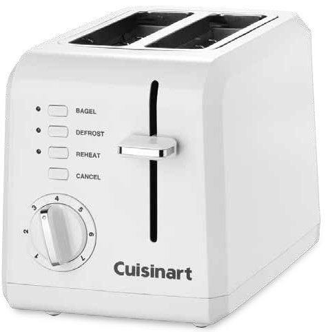 2 Slice Compact Plastic Toaster - White