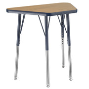 18" x 30" Trapezoid T-Molding Activity Table with Adjustable Standard Swivel Glide Legs - Pasadena Oak/Navy