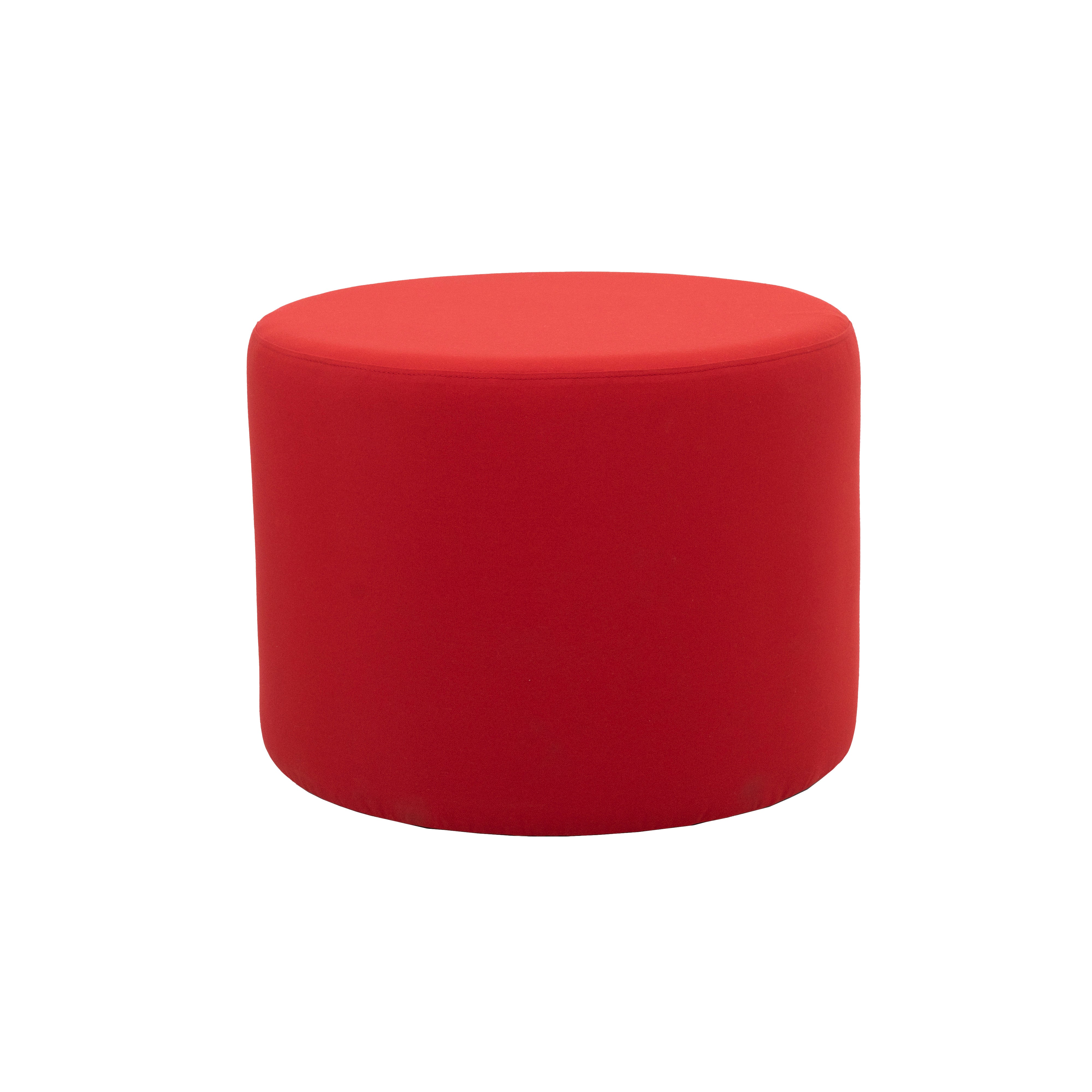 Outdoor 24" Round Ottoman with Sunbrella®, 18" H - Canvas Jockey Red