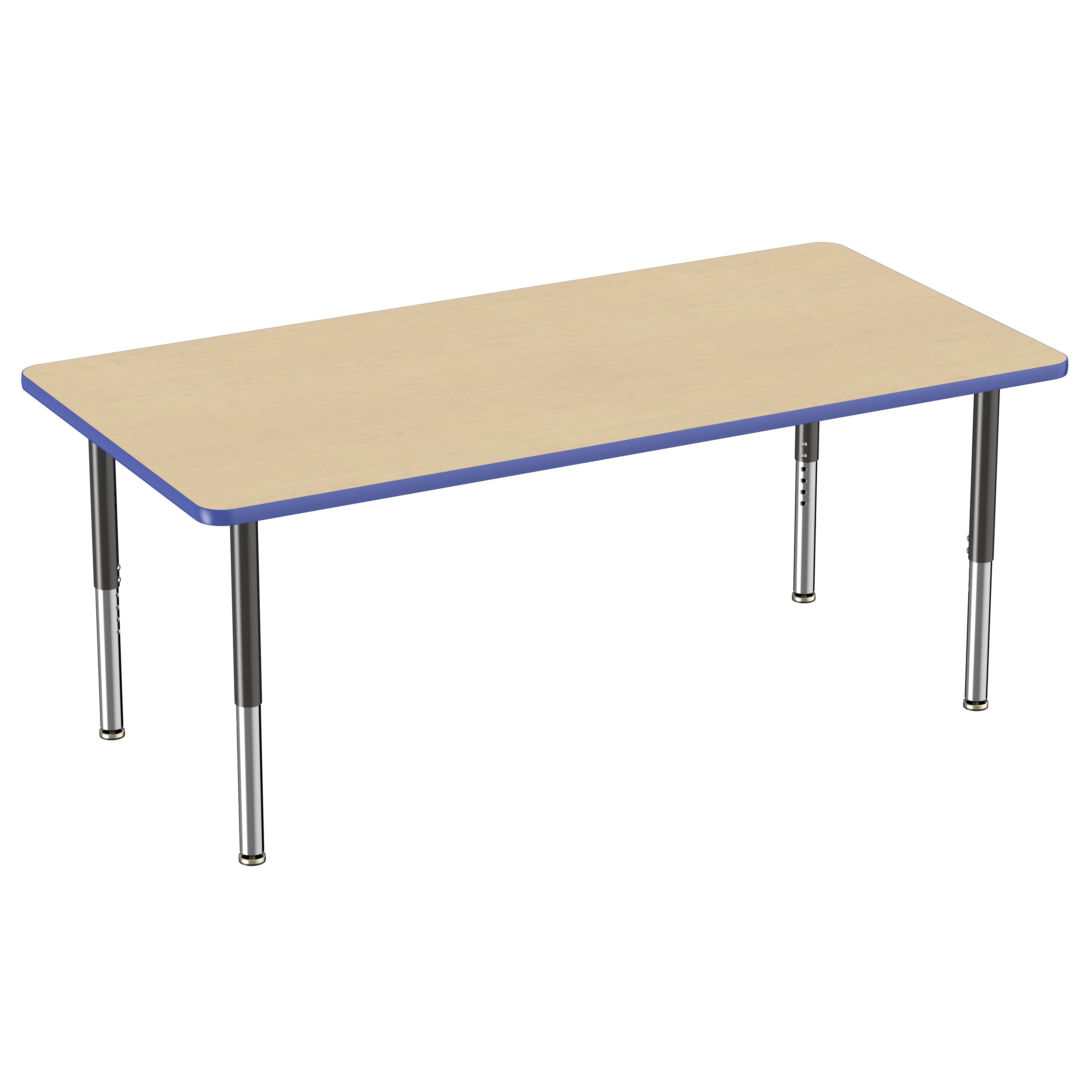 36" x 72" Rectangle T-Molding Activity Table with Adjustable Super Legs - Maple/Blue/Black