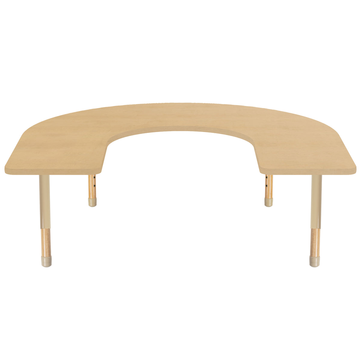 60" x 66" Horseshoe Thermofused Activity Table with Adjustable Chunky Wood Legs - Maple Grain/Sand/Natural