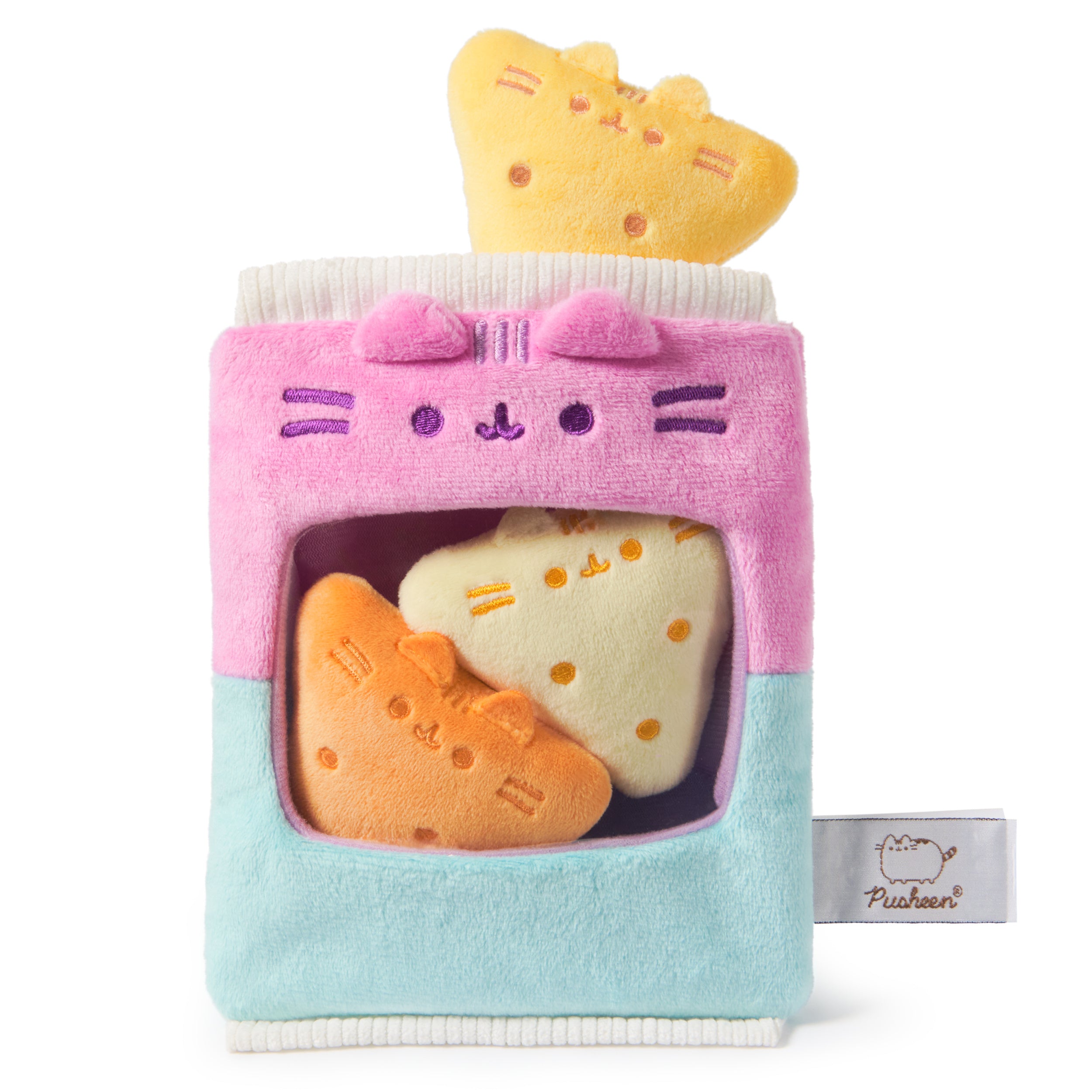 GUND Pusheen Gamer Chips with Removable Mini Plushies, Toy Tortilla Chips, Food Plushies, Gaming Decor, Stuffed Animals for Ages 8 and Up, Pink, 8"