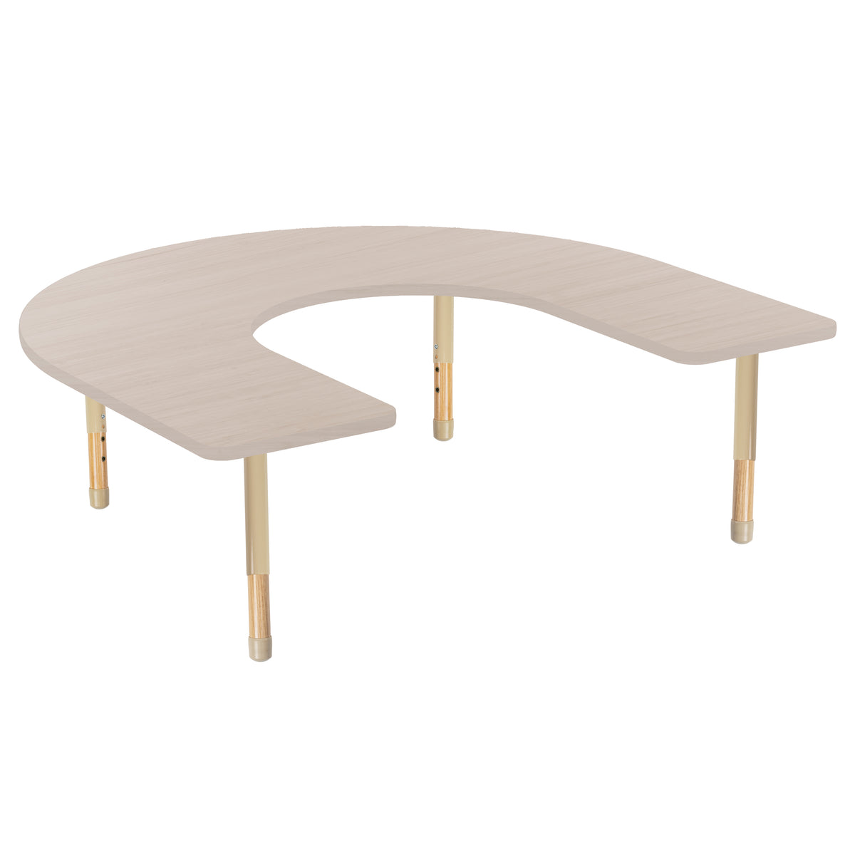 60" x 66" Horseshoe Thermofused Activity Table with Adjustable Chunky Wood Legs - Asian Sand/Sand/Natural