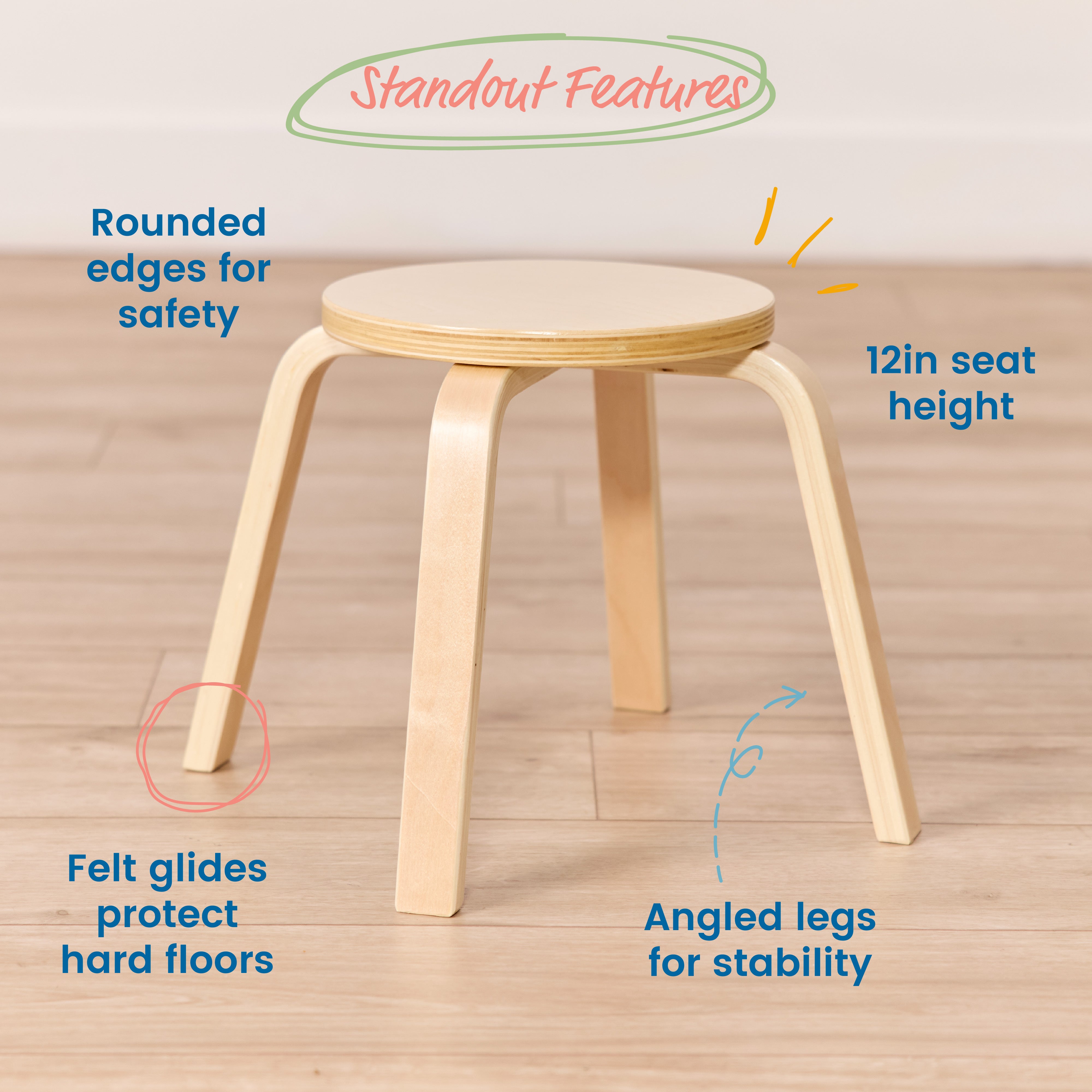 Bentwood Table and Stools Set - Natural