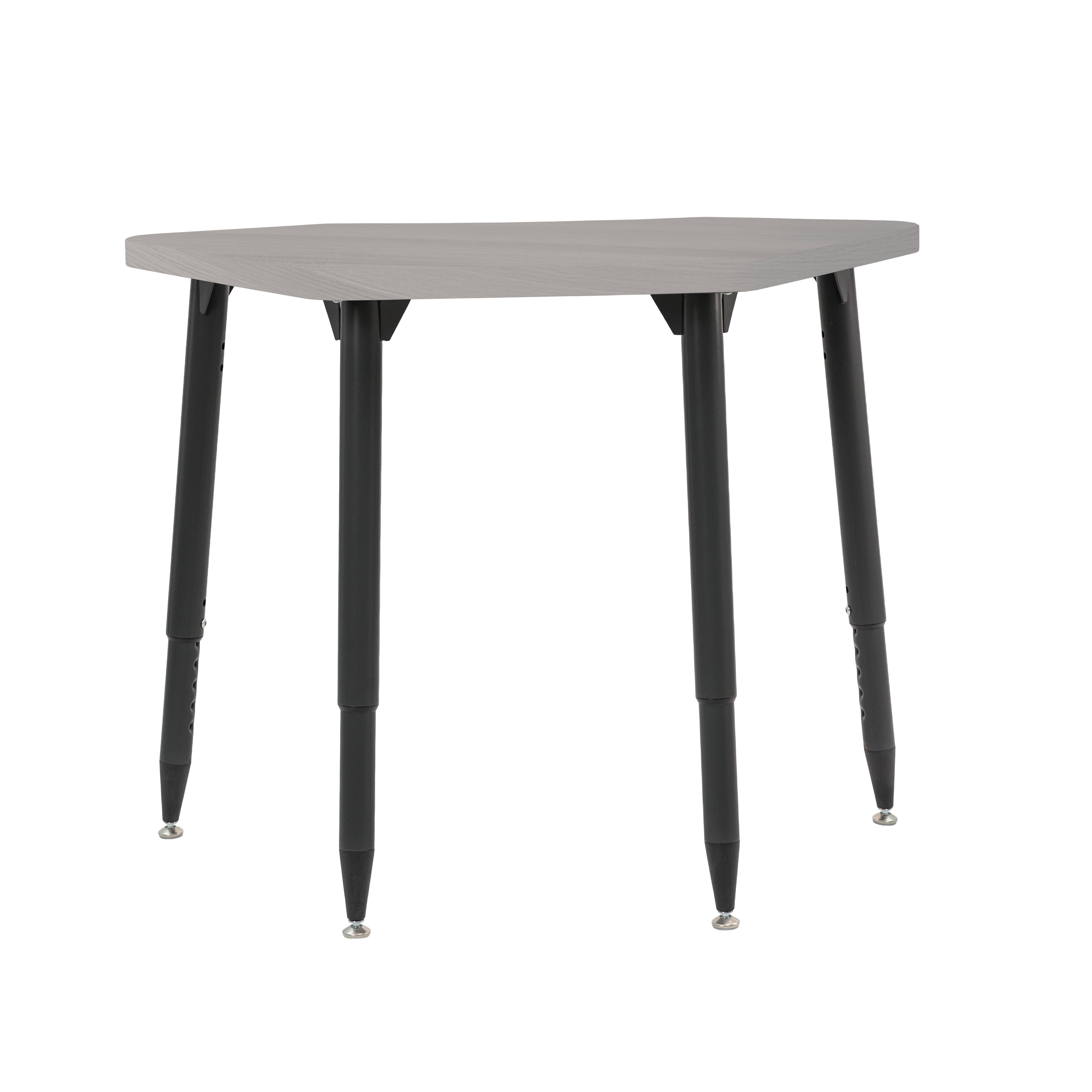 Adapte 24" x 36" Petal Woodgrain Activity Table with Adjustable Tapered Legs - Light Gray Wood/Black