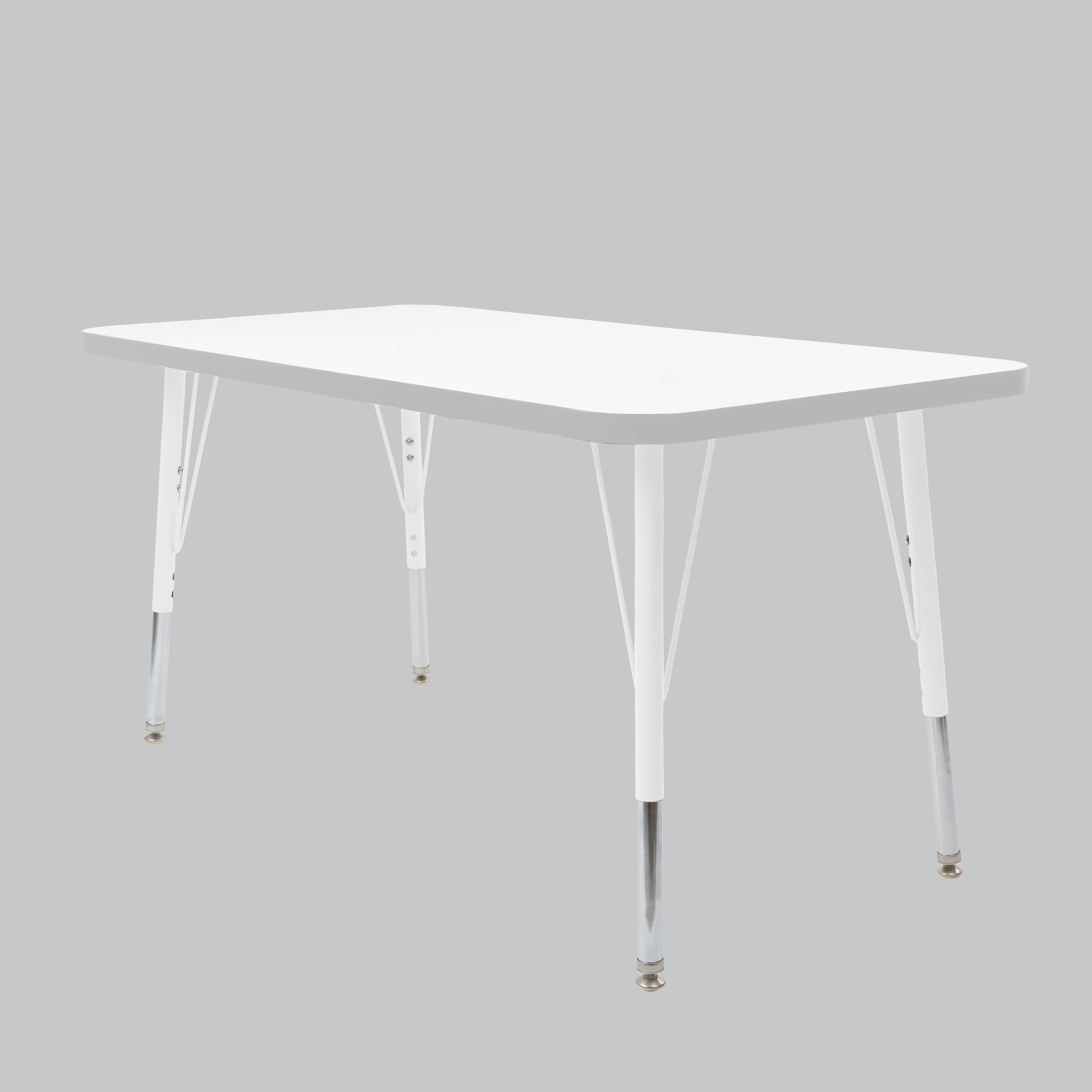 24" x 48" Rectangle Thermofused Activity Table with Adjustable Standard Swivel Glide Legs - White/Light Gray/White