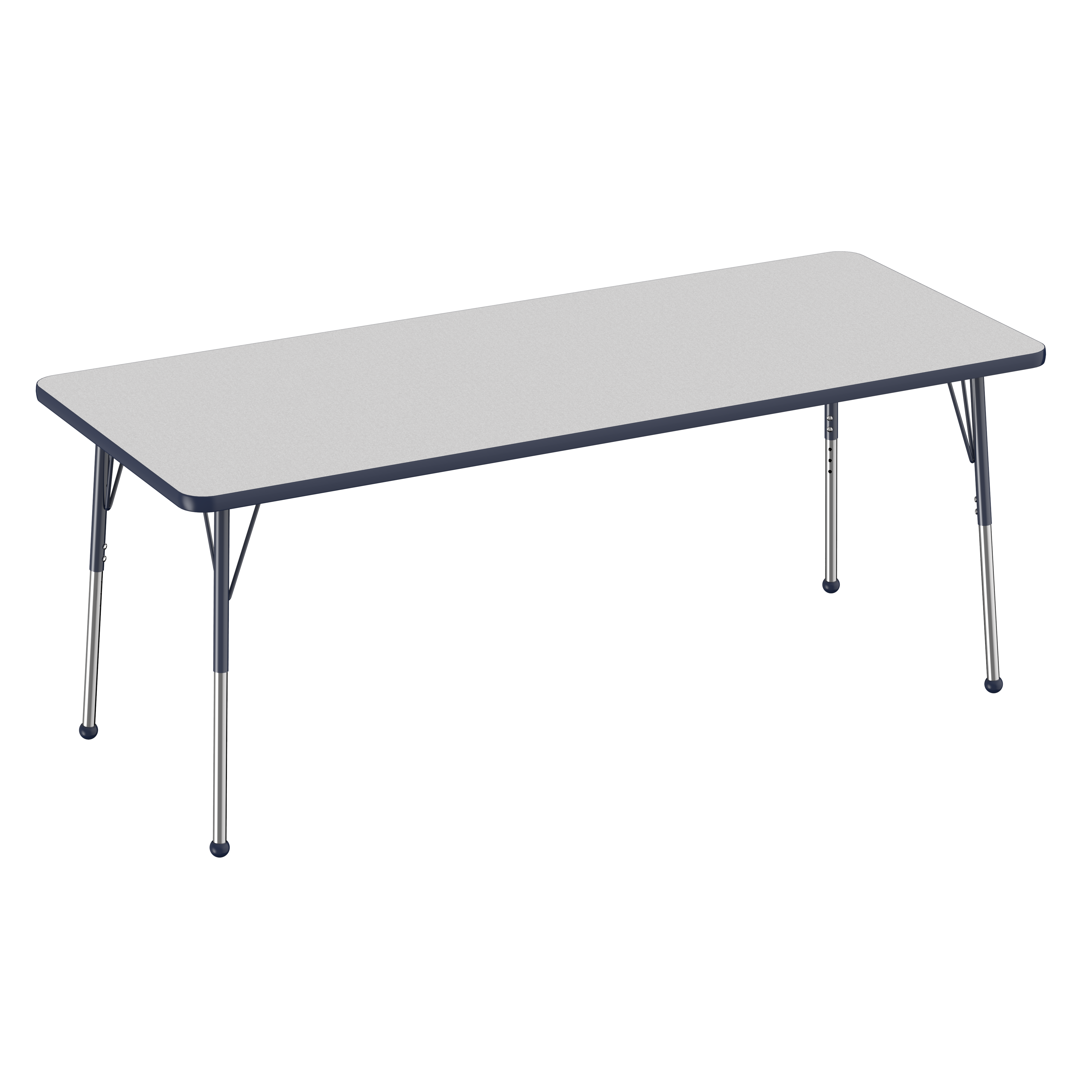 30" x 72" Rectangle T-Molding Activity Table with Adjustable Standard Ball Glide Legs - Gray/Navy