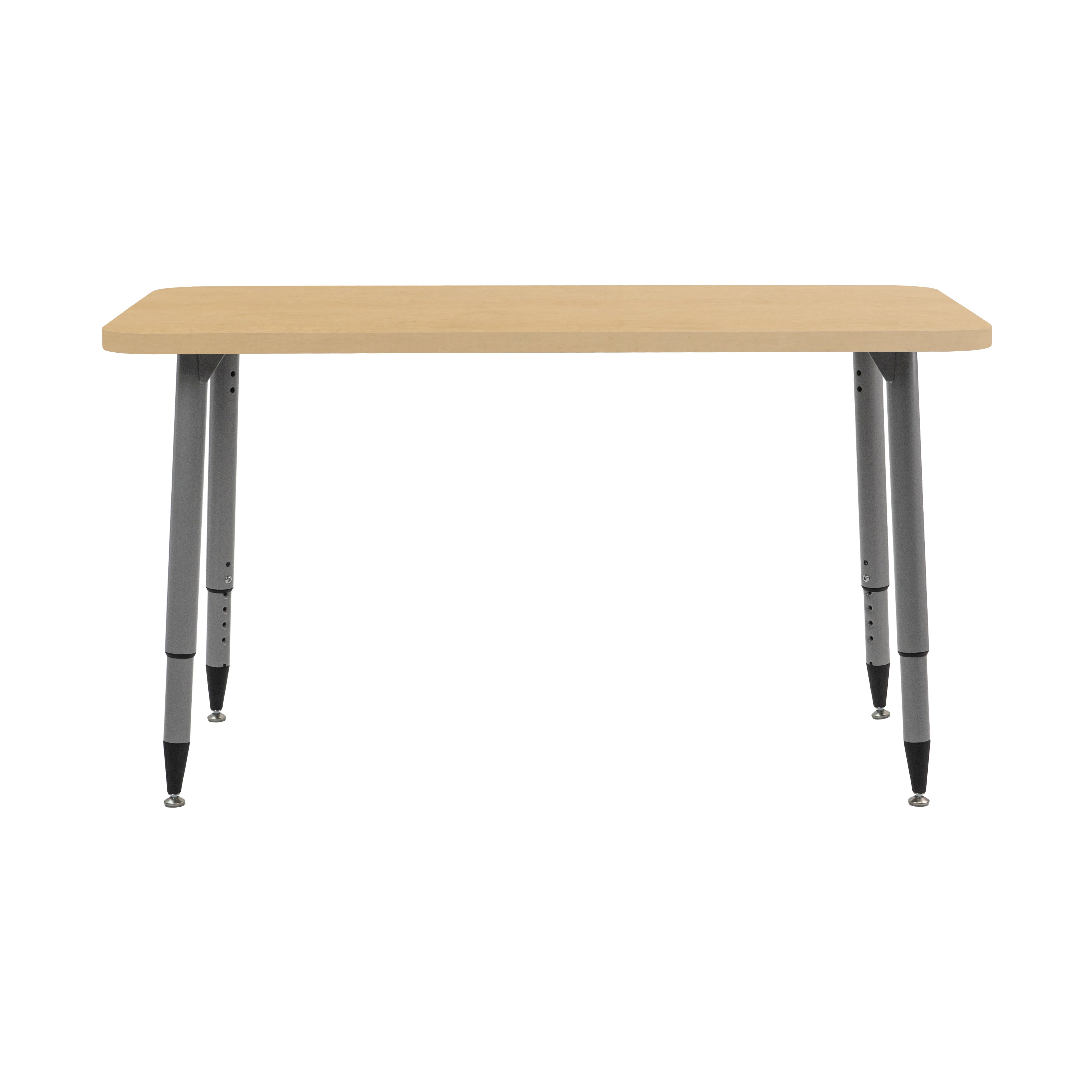 Adapte 24" x 48" Rectangle Woodgrain Activity Table with Adjustable Tapered Legs - Maple Grain/Silver