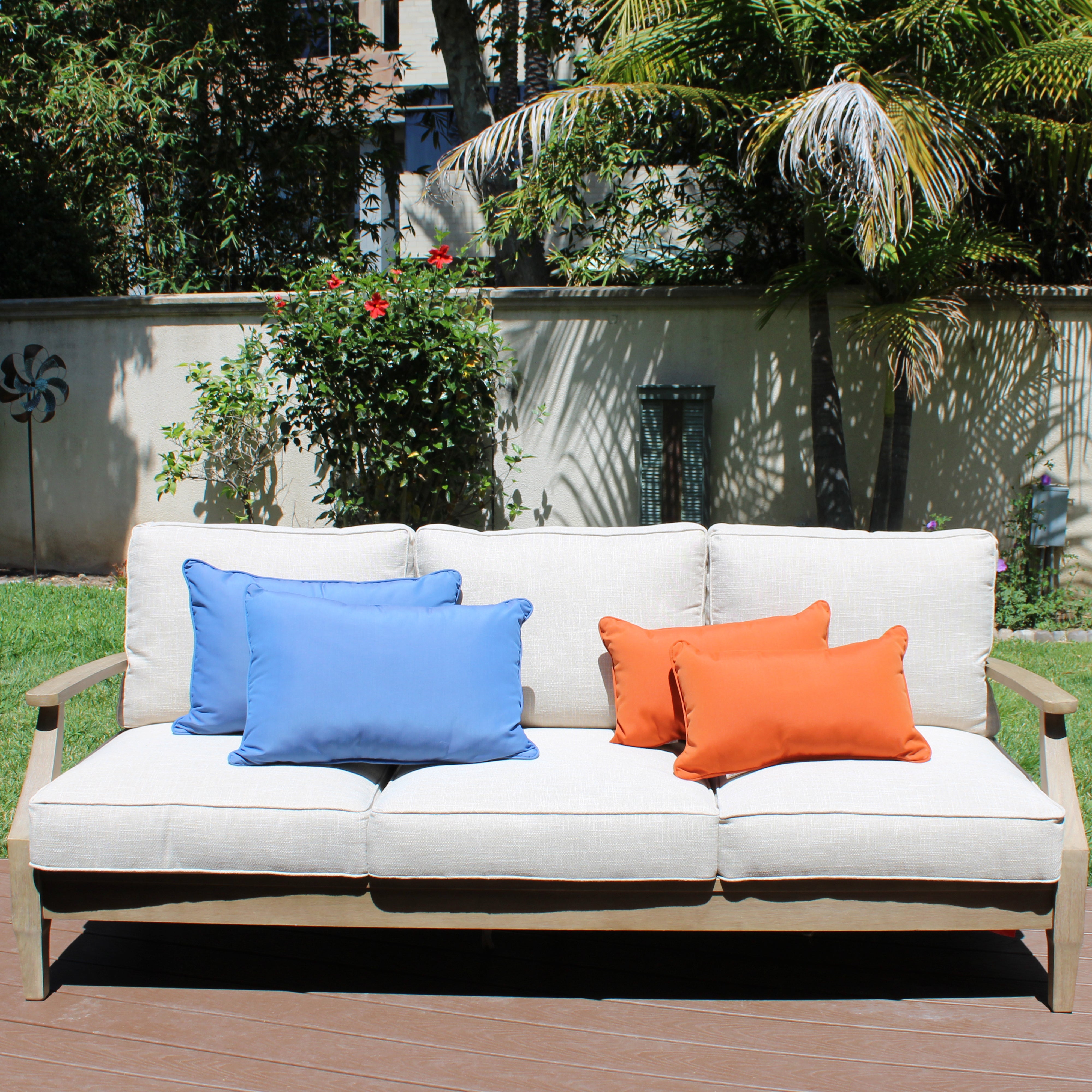 Presidio 16" x 24" Lumbar Indoor/Outdoor Pillow with Piping, 2-Piece - Denim Blue