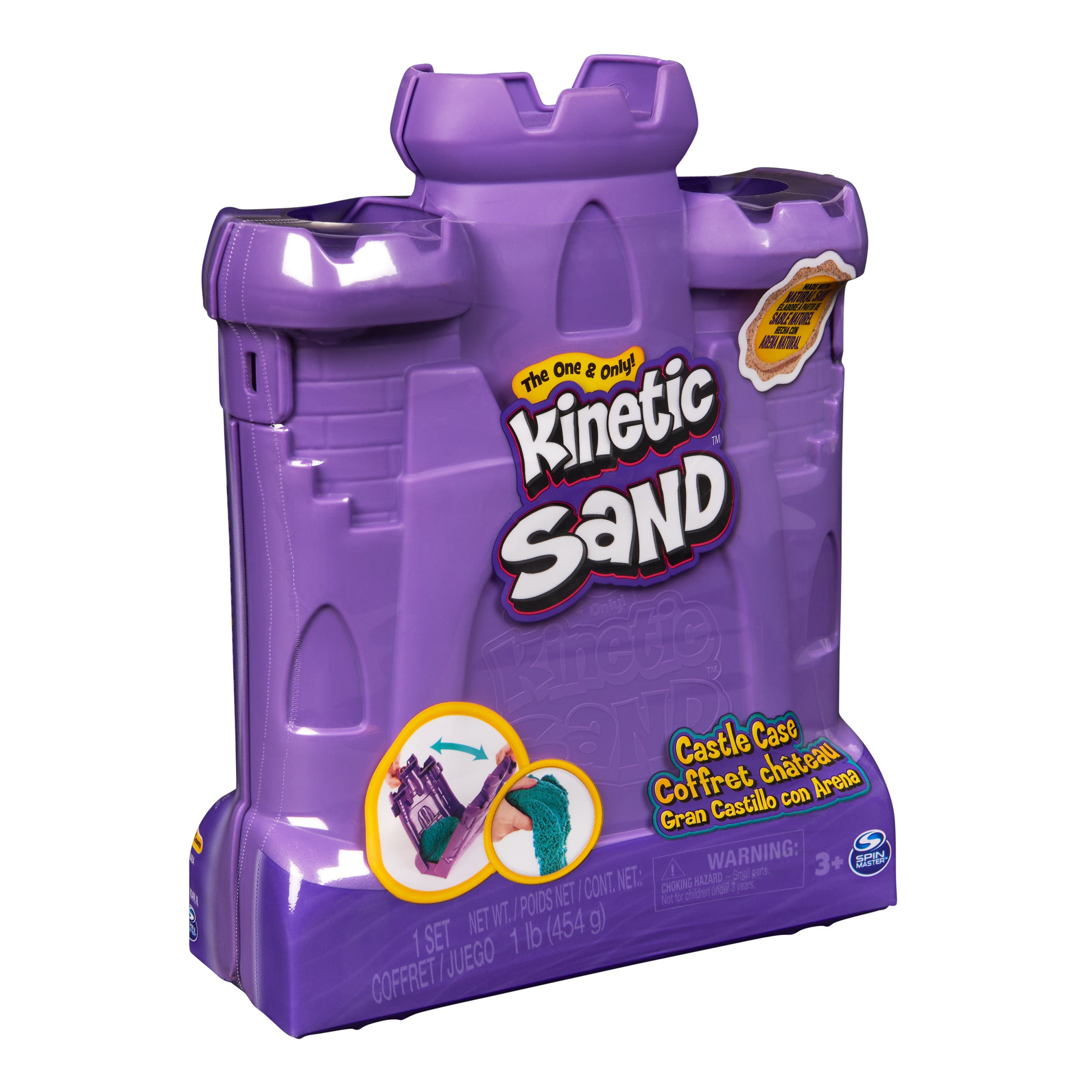 Kinetic Sand, Castle Case with 1lb Teal Play Sand, Storage Container, Sensory Toys for Kids Ages 3 and up