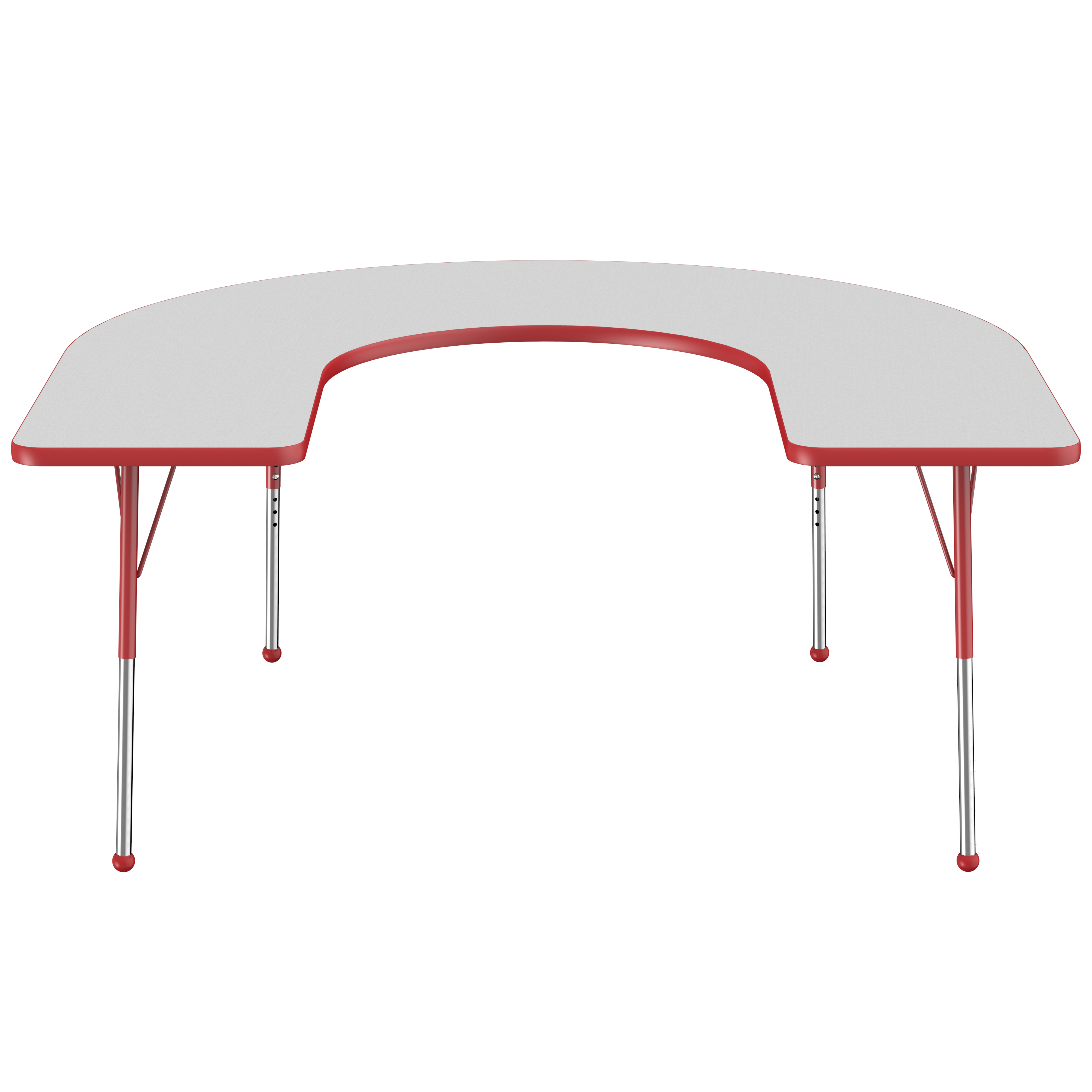 60" x 66" Horseshoe T-Molding Activity Table with Adjustable Standard Ball Glide Legs - Gray/Red