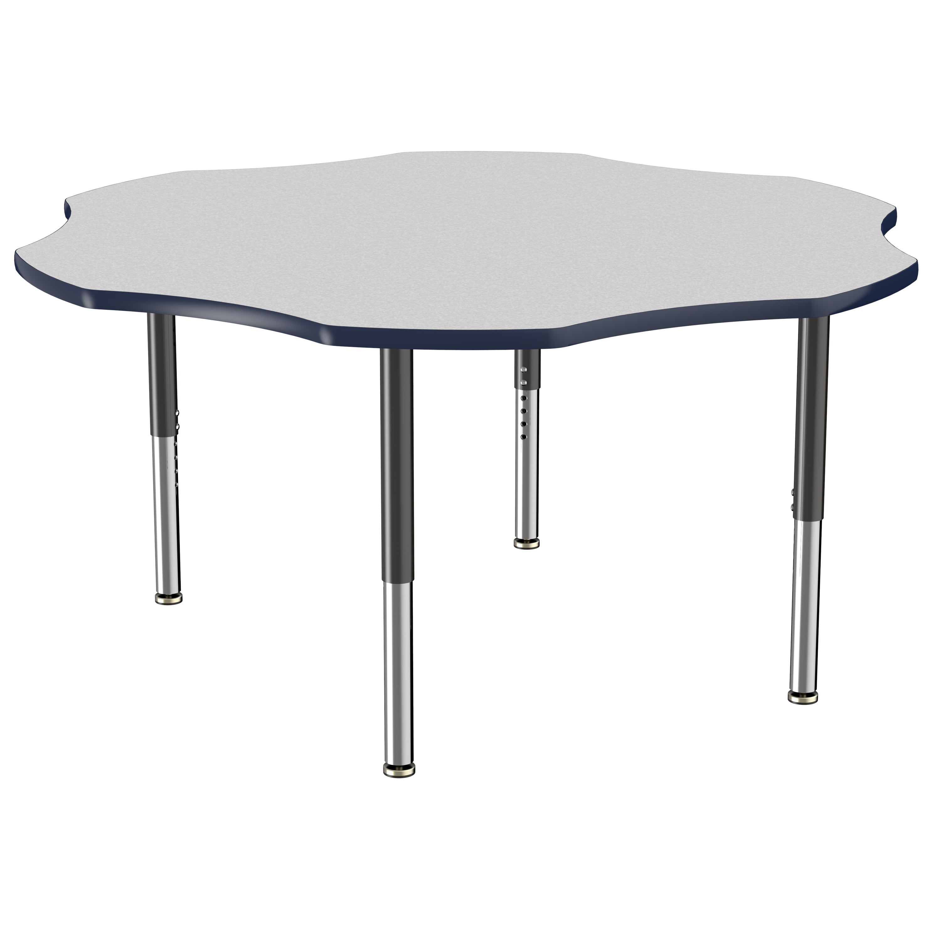 60" x 60" Flower T-Molding Activity Table with Adjustable Super Legs - Gray/Navy/Black