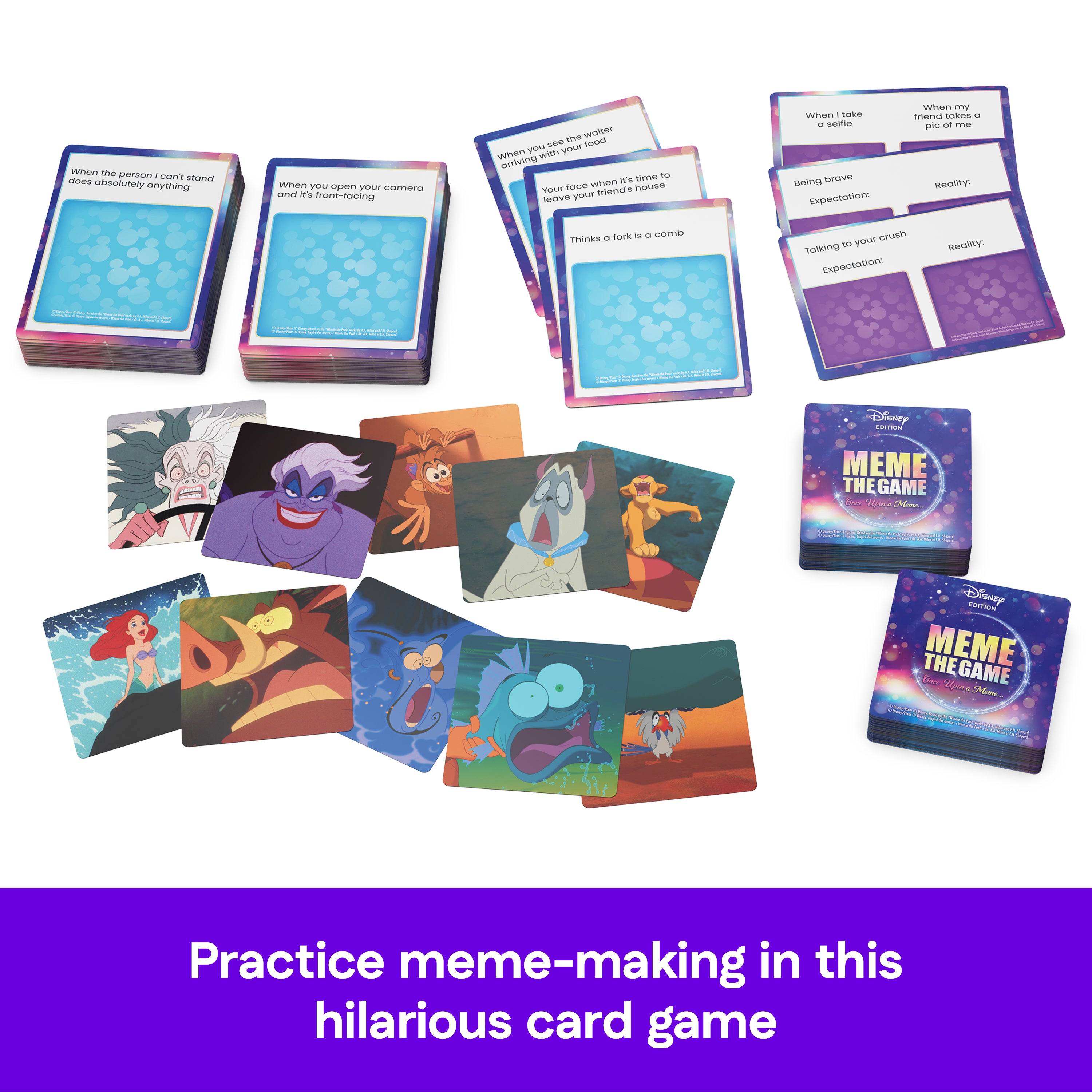 Spin Master Games, Disney Meme the Game, Disney Card Game for Hilarious Family Fun, Funny Caption Contest with Classic & Modern Characters, for Kids & Family, 3-6 Players, for Ages 8 & Up