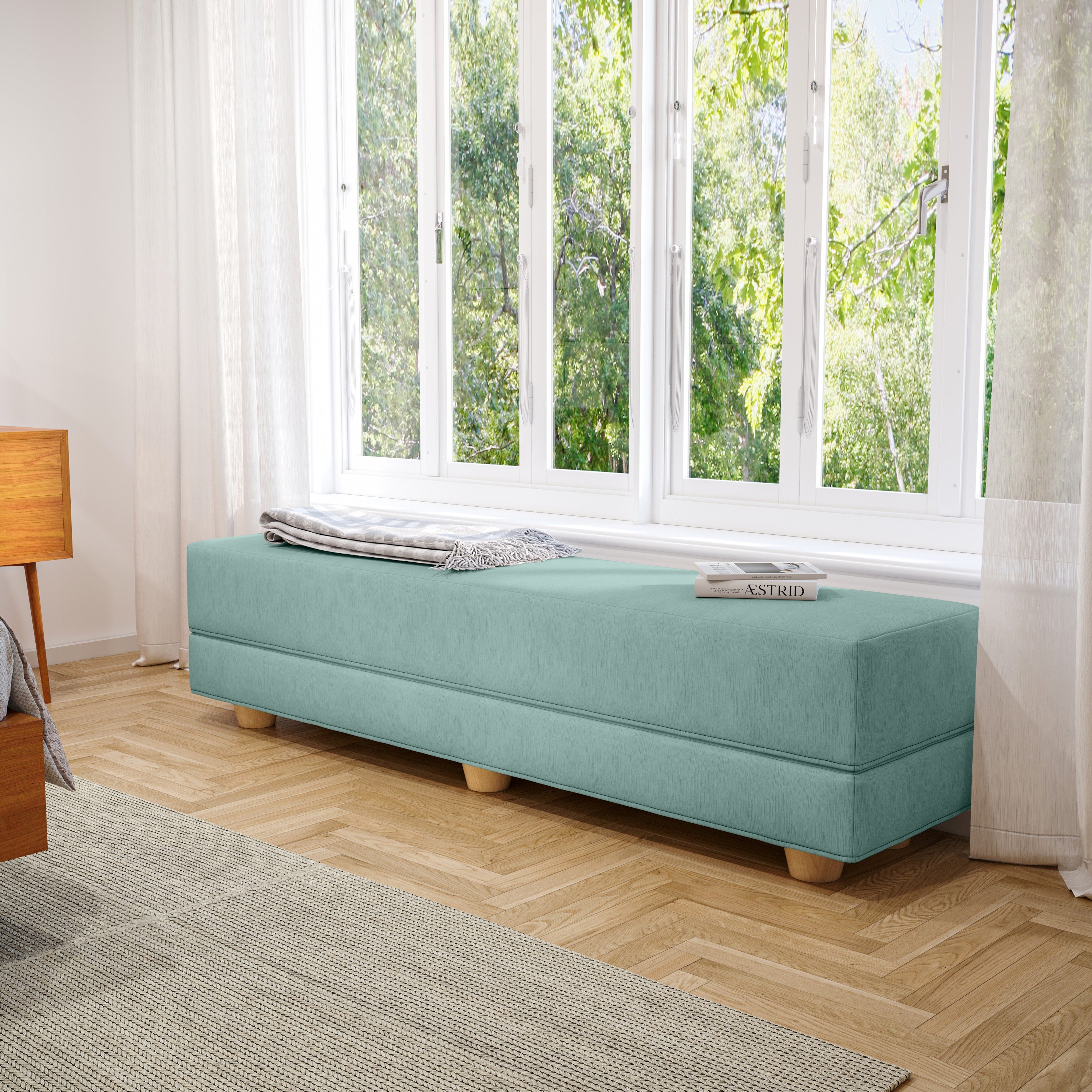 Jaxx Camden Convertible Bed Bench / Fold-Out Twin Guest Bed, Caribbean