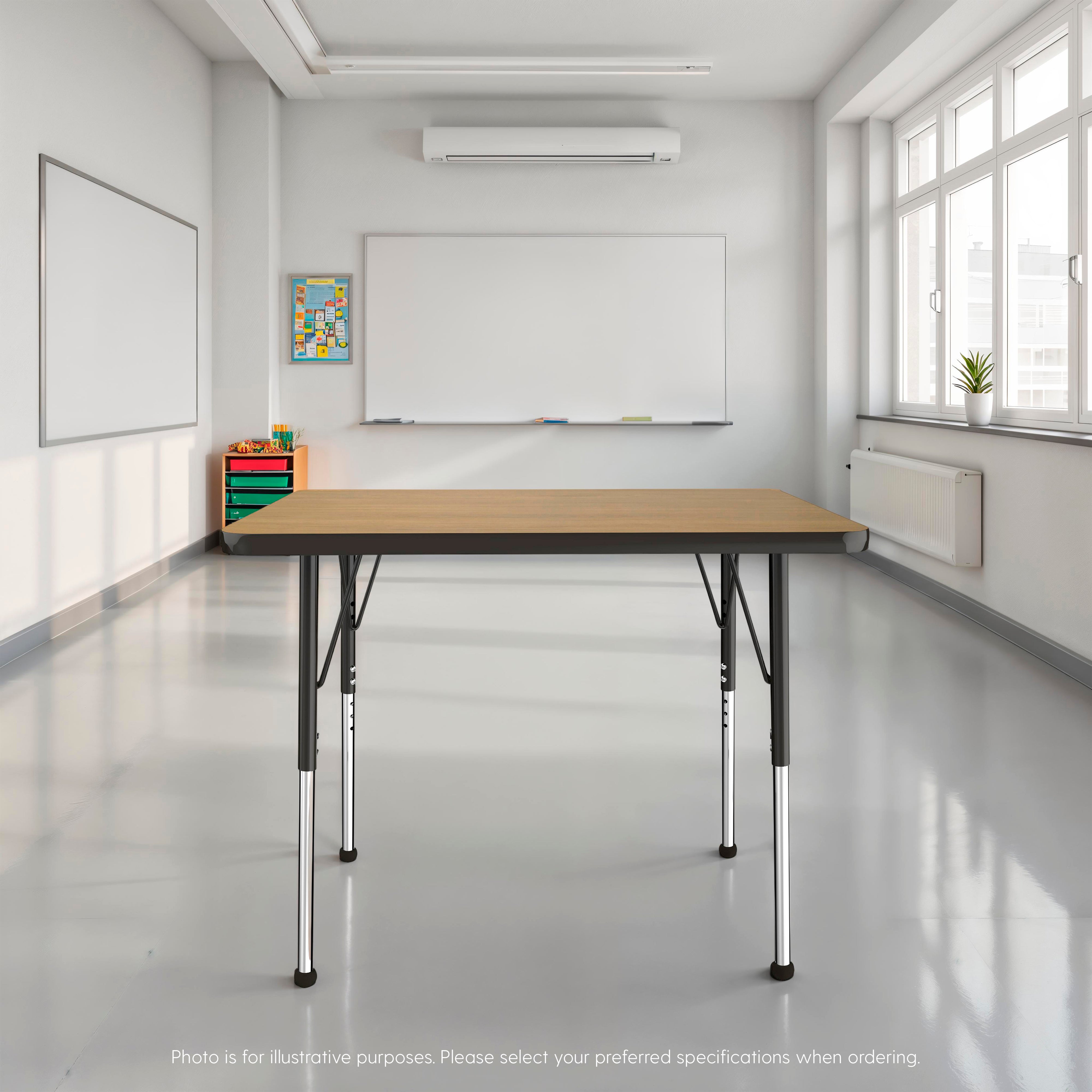 24" x 36" Rectangle T-Molding Activity Table with Adjustable Standard Ball Glide Legs - Pasadena Oak/Black