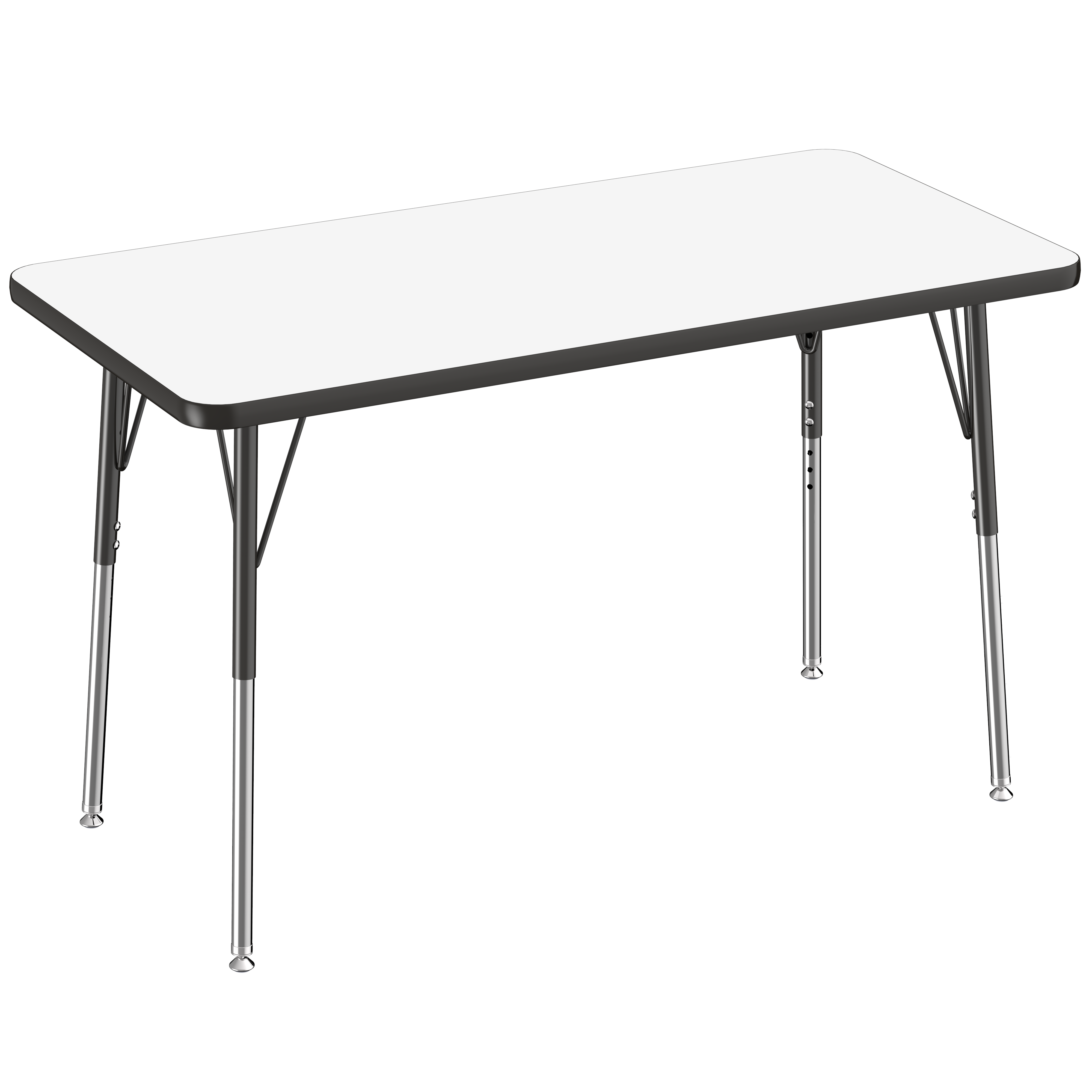 24" x 48" Rectangle Dry-Erase Activity Table with Adjustable Standard Swivel Glide Legs - Whiteboard/Black