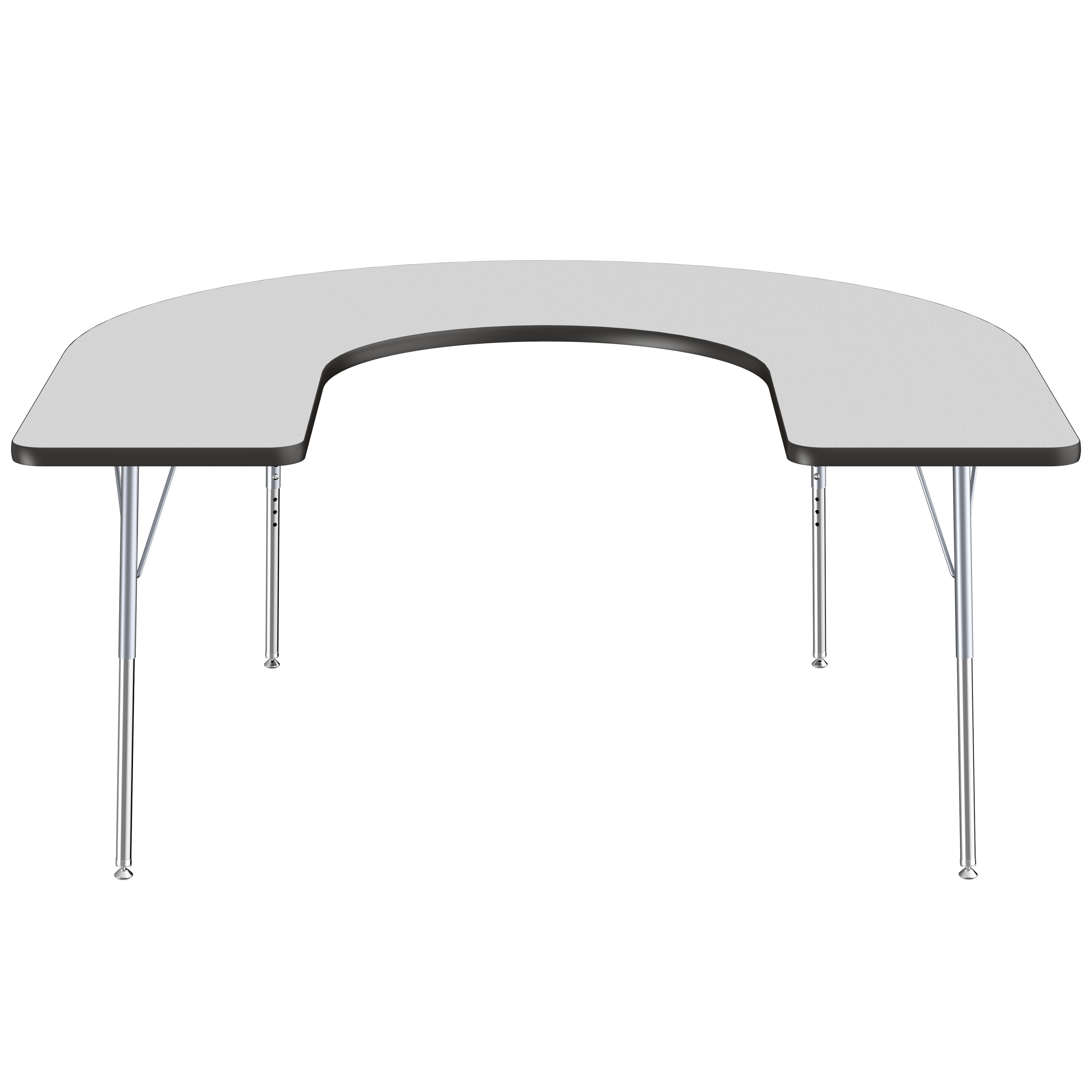 60" x 66" Horseshoe T-Molding Activity Table with Adjustable Standard Swivel Glide Legs - Gray/Black/Silver