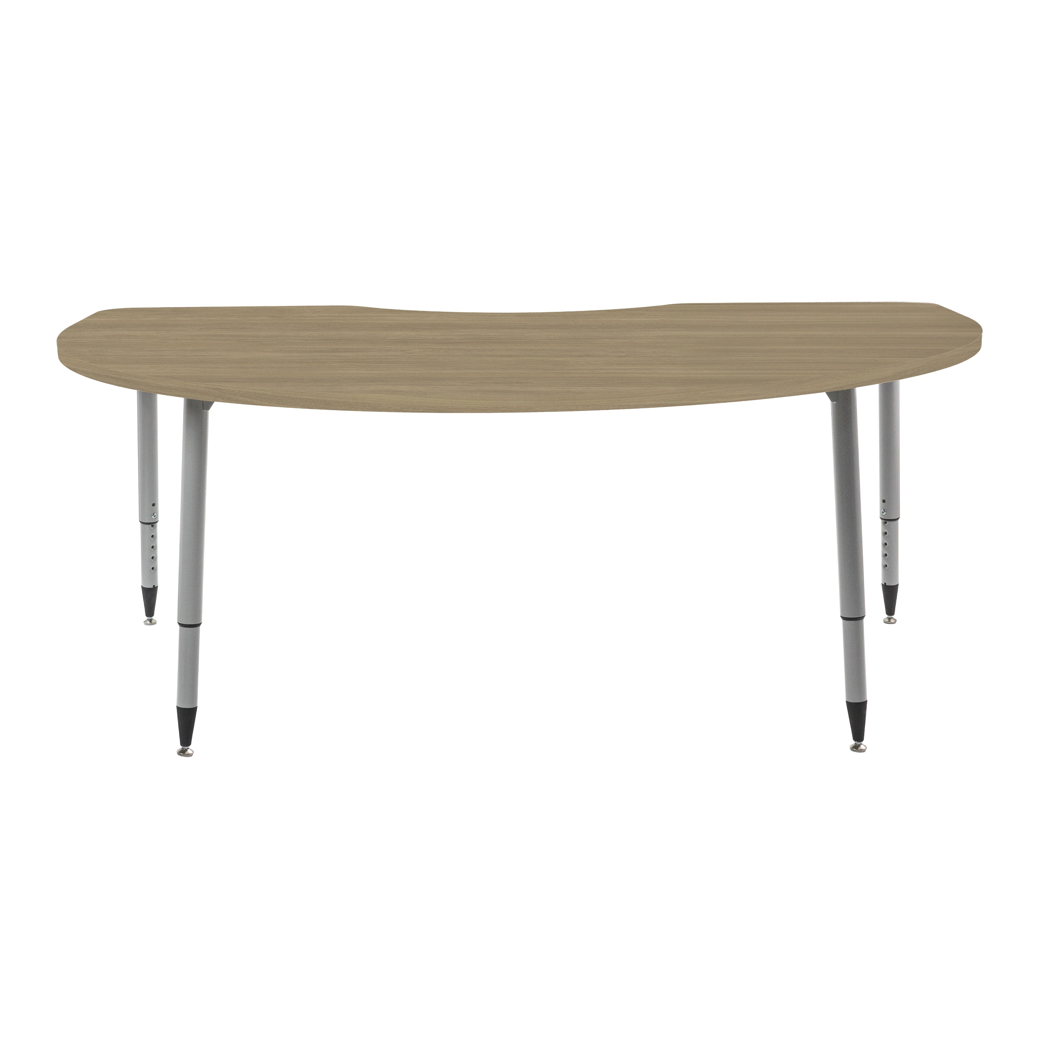 Adapte 48" x 72" Kidney Woodgrain Activity Table with Adjustable Tapered Legs - Pasadena Oak/Silver