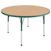 48" Round T-Molding Activity Table with Adjustable Standard Ball Glide Legs - Maple/Green
