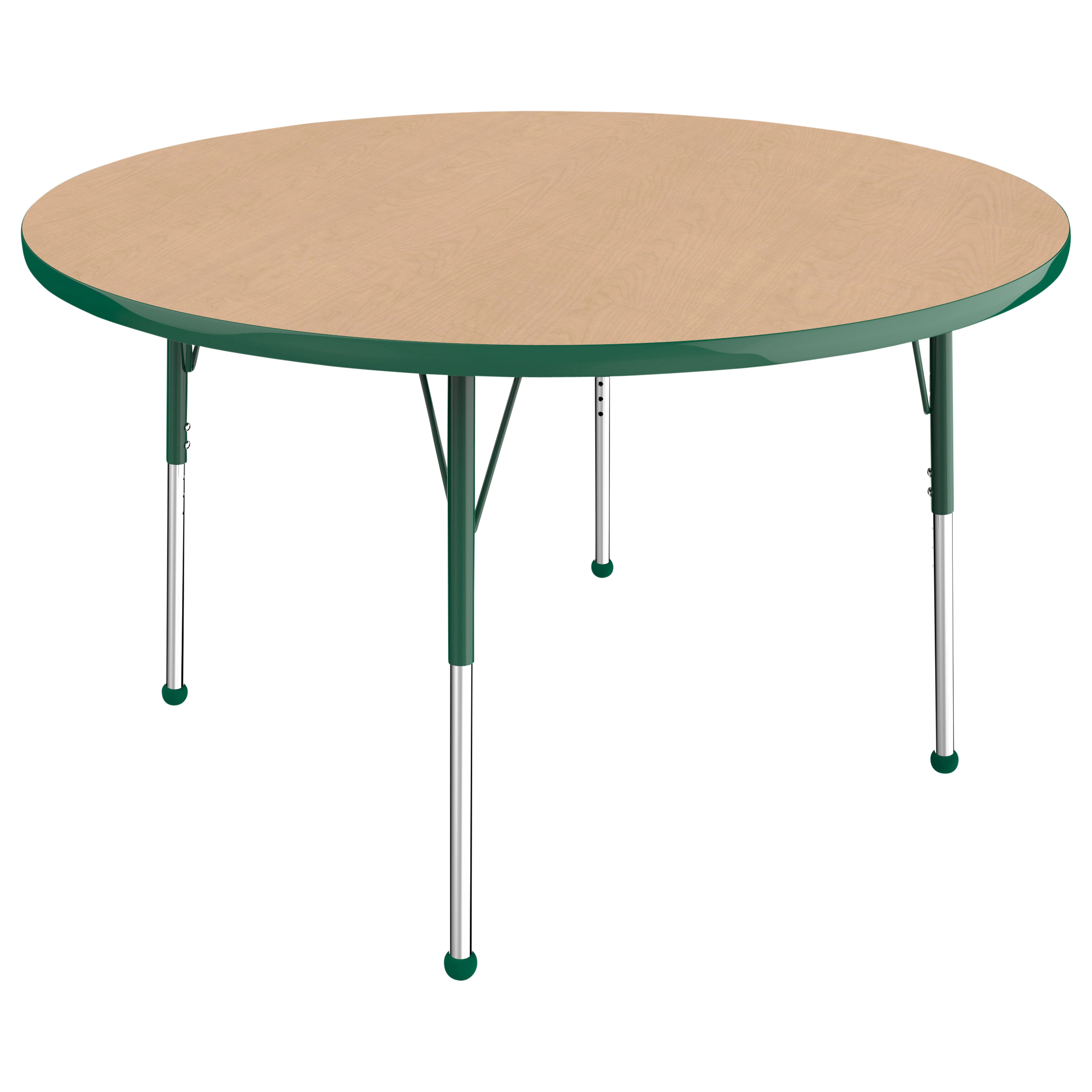 48" Round T-Molding Activity Table with Adjustable Standard Ball Glide Legs - Maple/Green