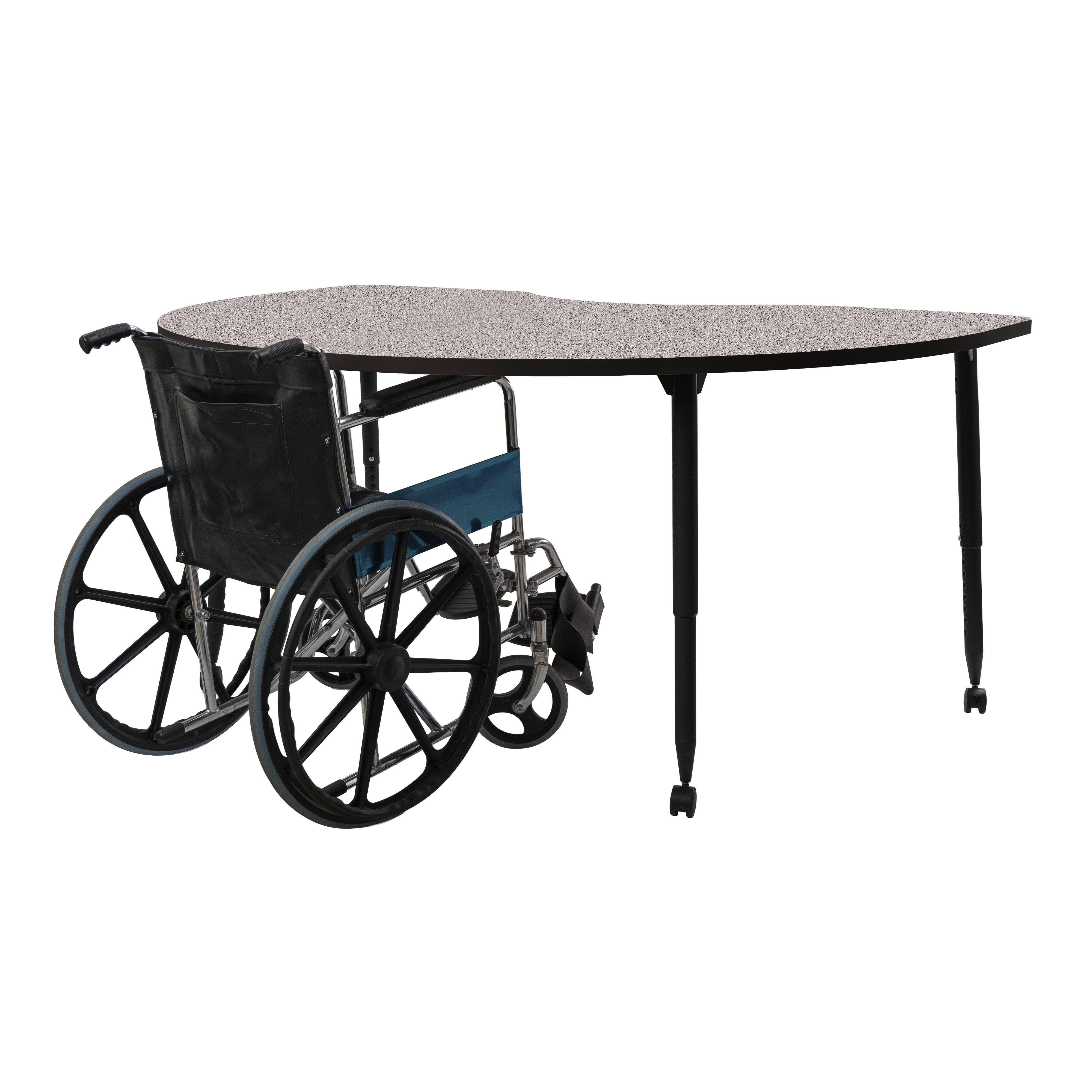 Adapte 48" x 72" Kidney Thermofused Activity Table with Adjustable Tapered Legs - Gray/Black