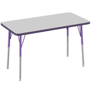 24" x 48" Rectangle T-Molding Activity Table with Adjustable Standard Swivel Glide Legs - Gray/Purple