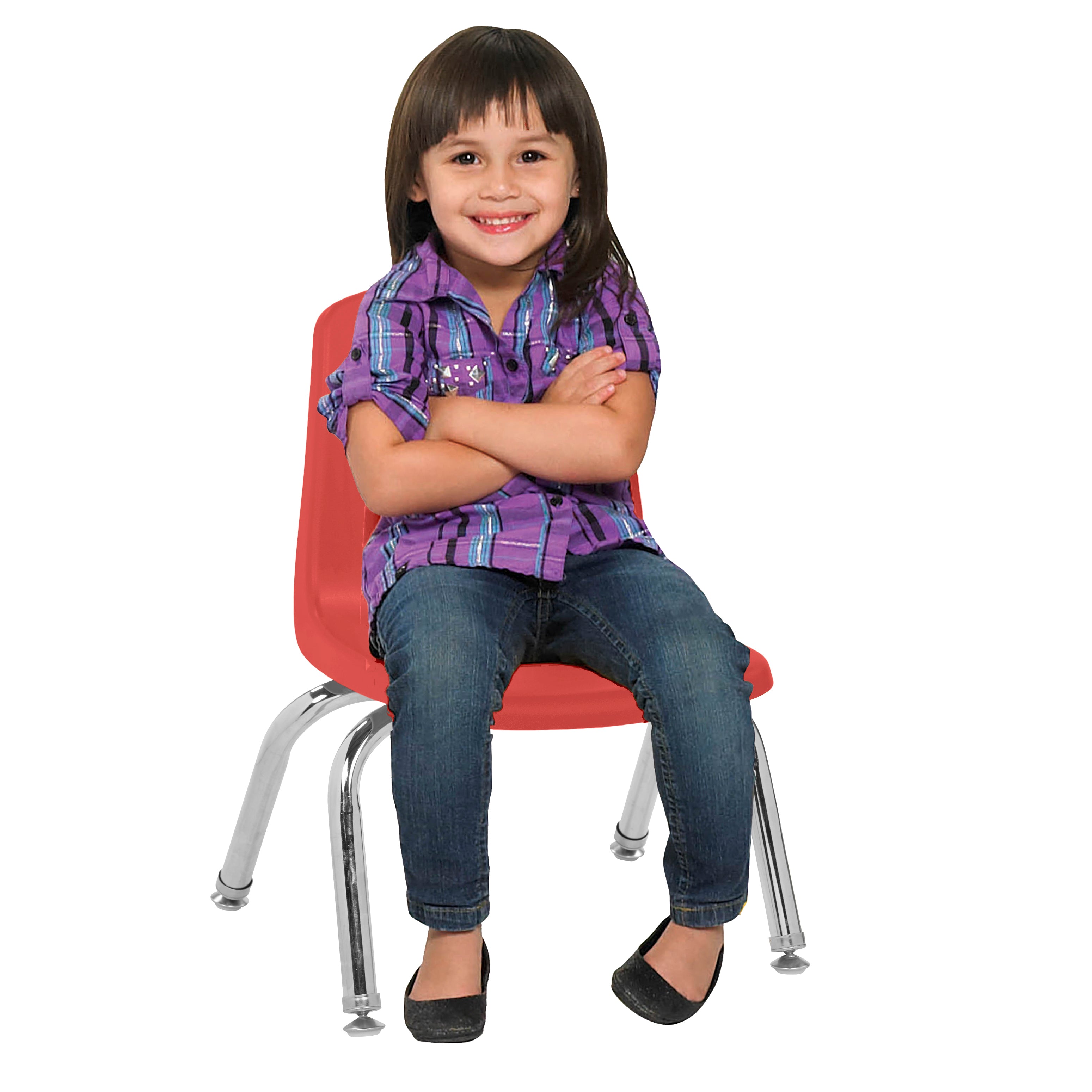 10" Stack Chair with Swivel Glides - Red