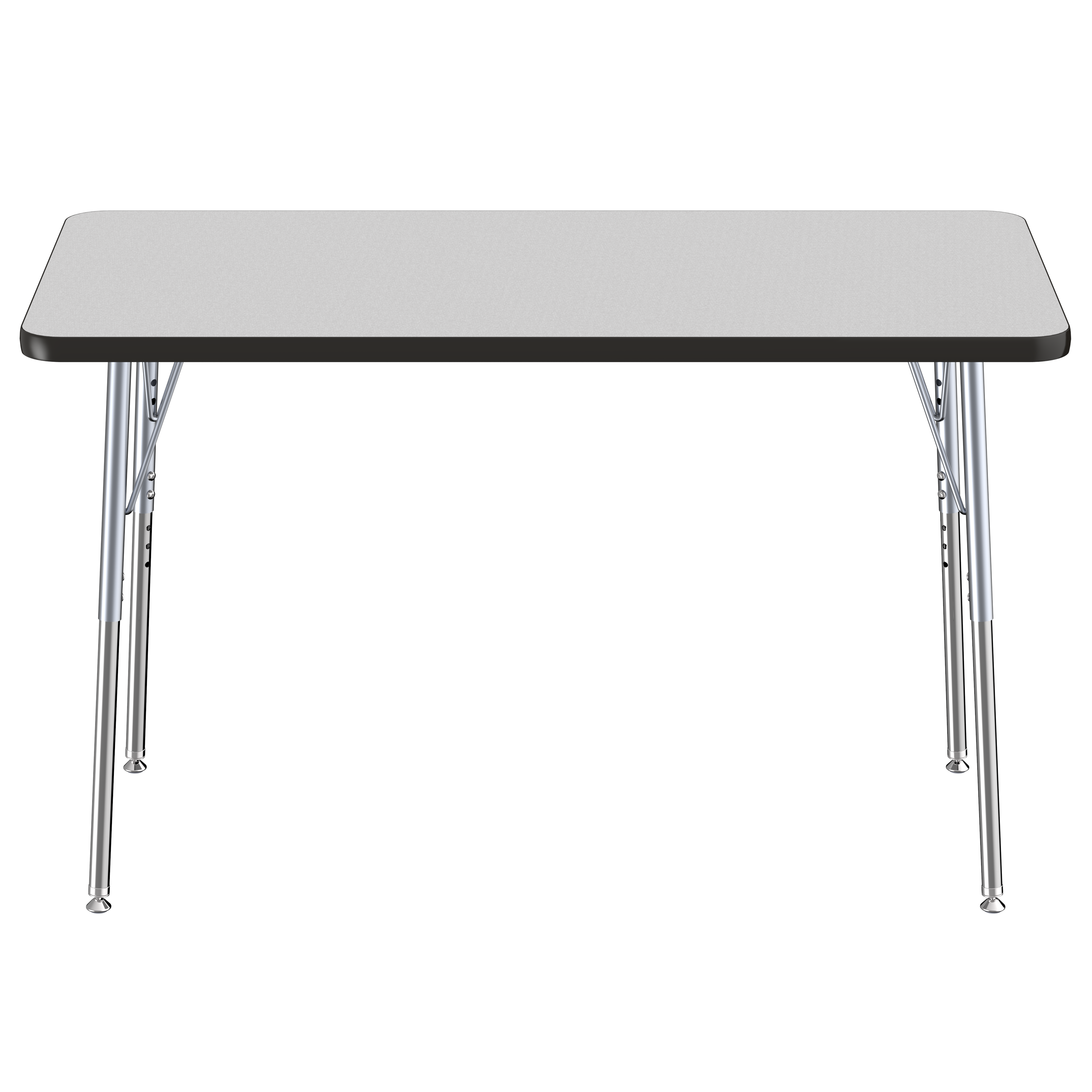 24" x 48" Rectangle T-Molding Activity Table with Adjustable Standard Swivel Glide Legs - Gray/Black/Silver
