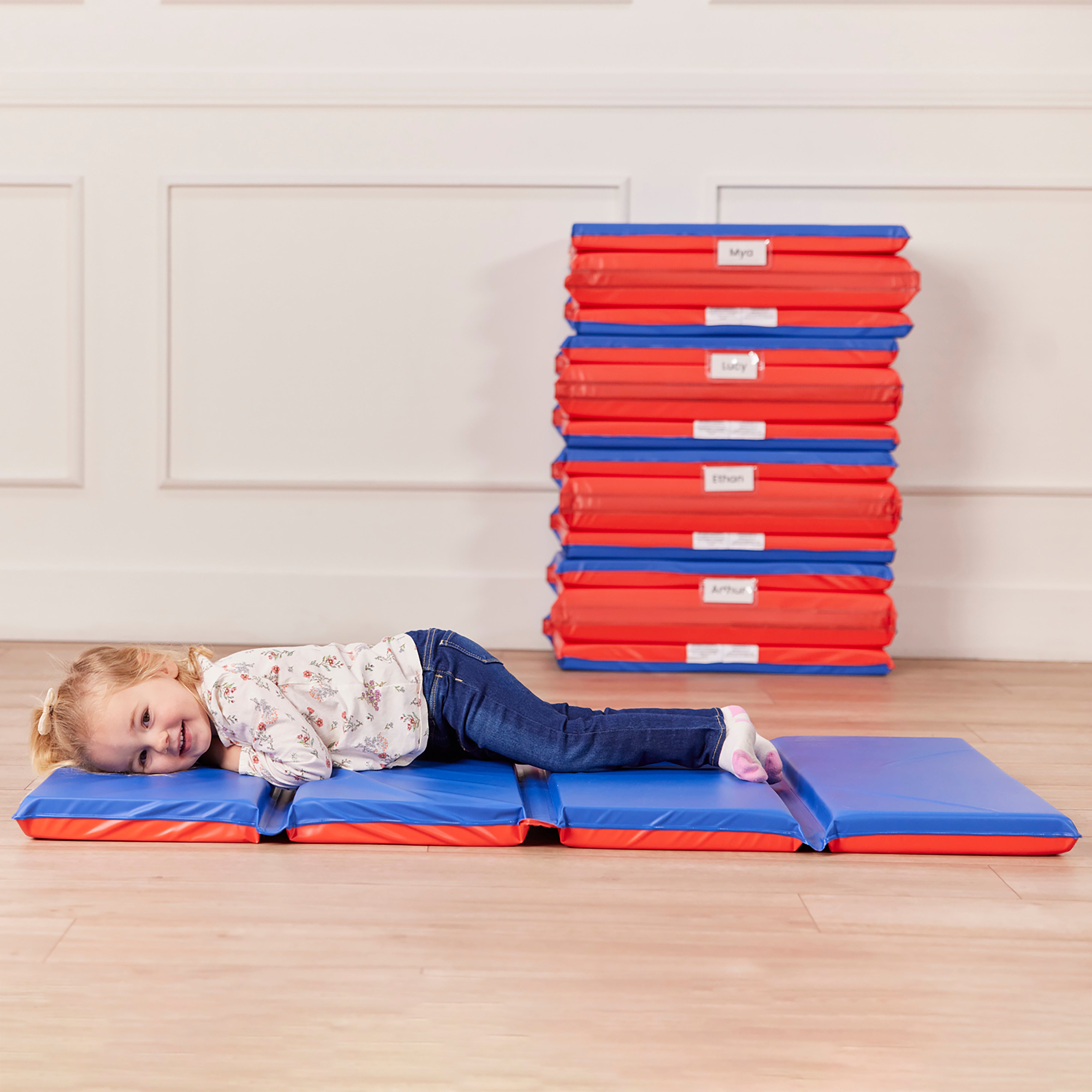 Heavy-Duty Folding Rest Mat 4-Section 2in 5-Pack - Blue/Red